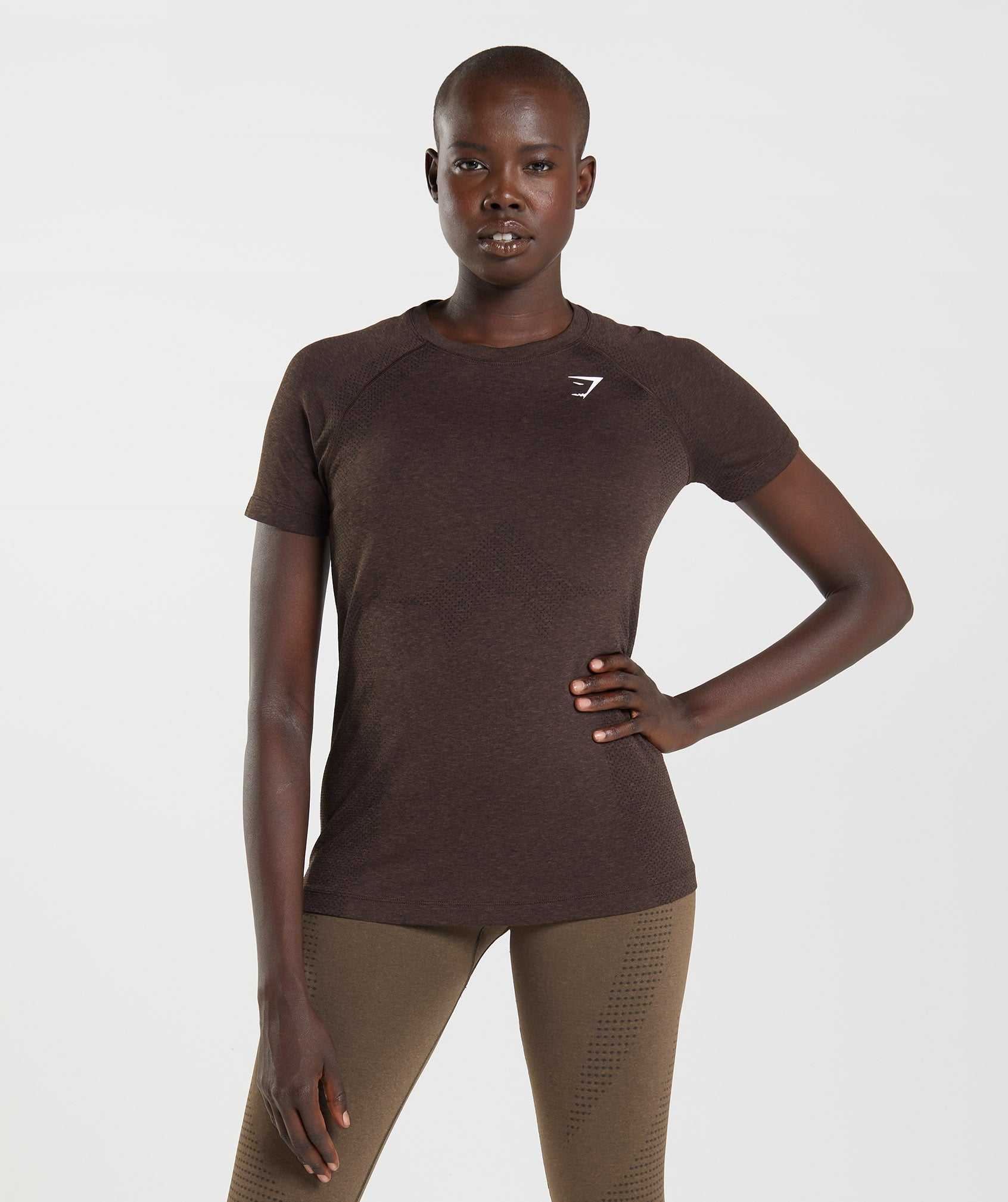 Pink Brown Gymshark Vital Seamless 2.0 Light Women's T Shirts | RQKGDZ963