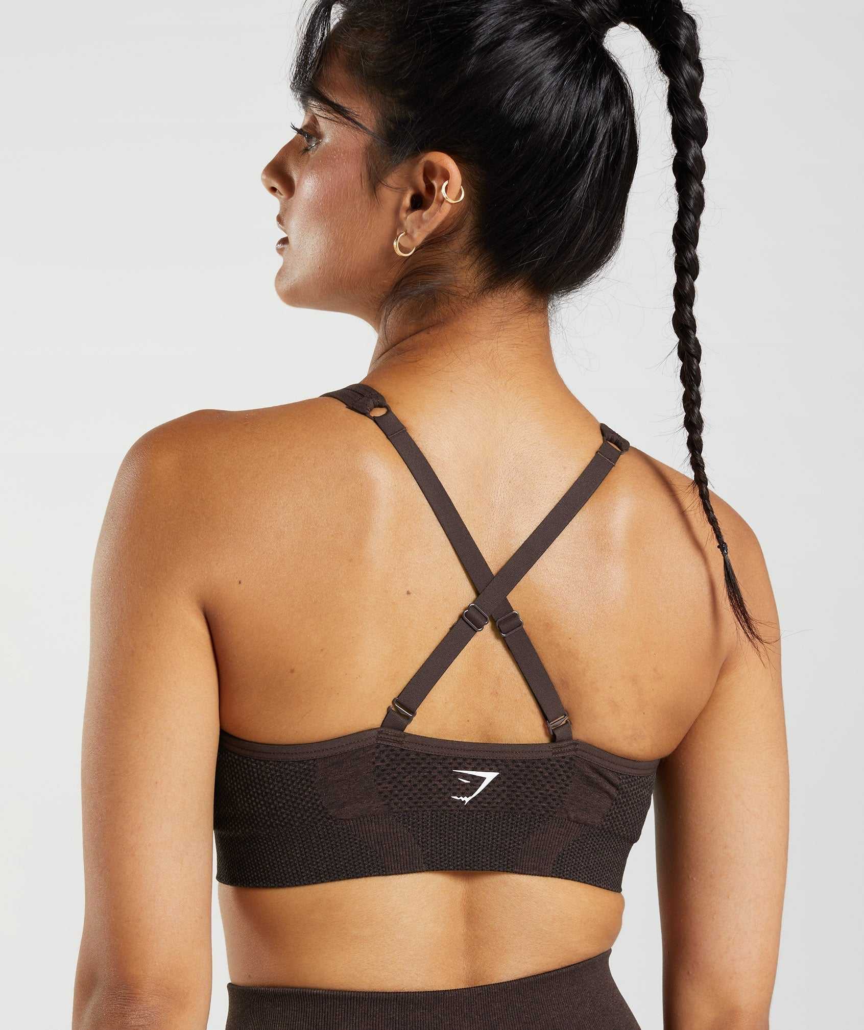 Pink Brown Gymshark Vital Seamless 2.0 V Neck Women's Sports Bra | AJQCYO897