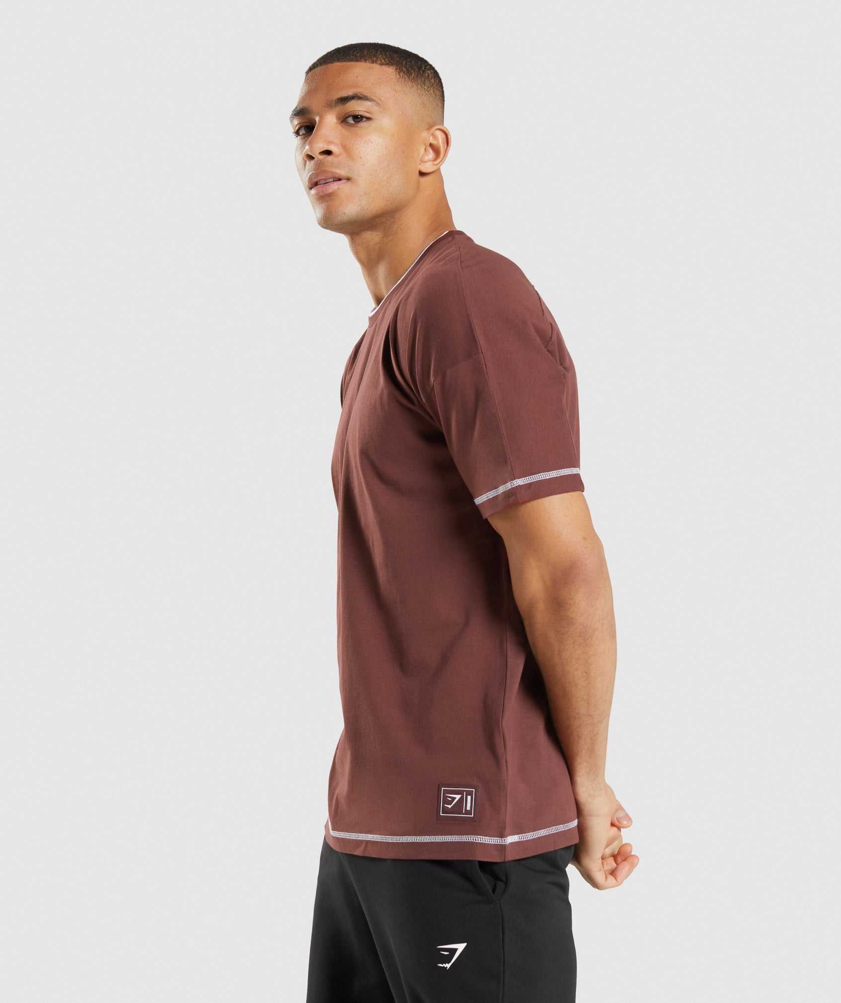 Pink Brown / White Gymshark Recess Men's T Shirts | OWPJLF207