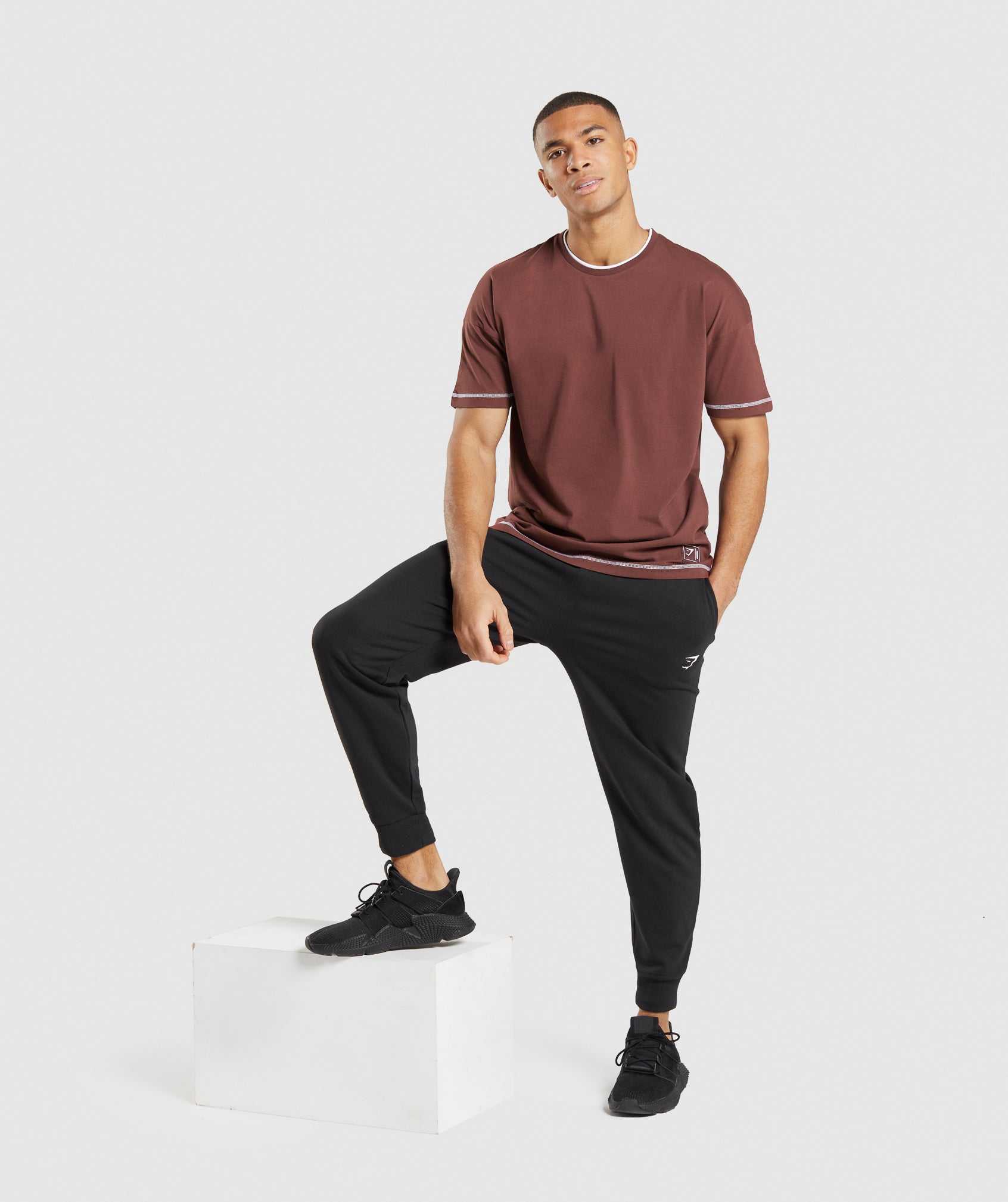 Pink Brown / White Gymshark Recess Men's T Shirts | OWPJLF207