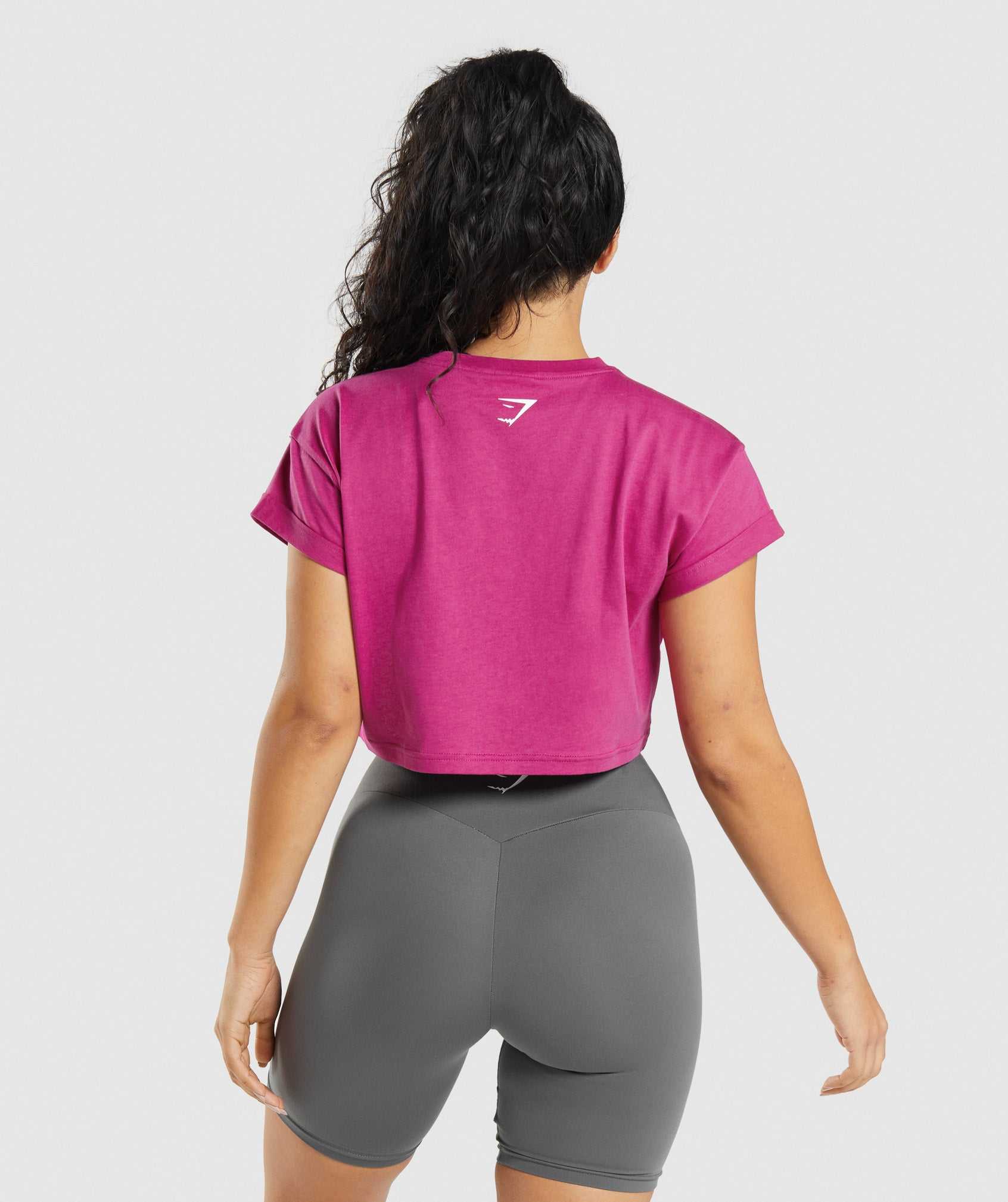 Pink Gymshark Fraction Crop Women's Tops | SWFTUE268