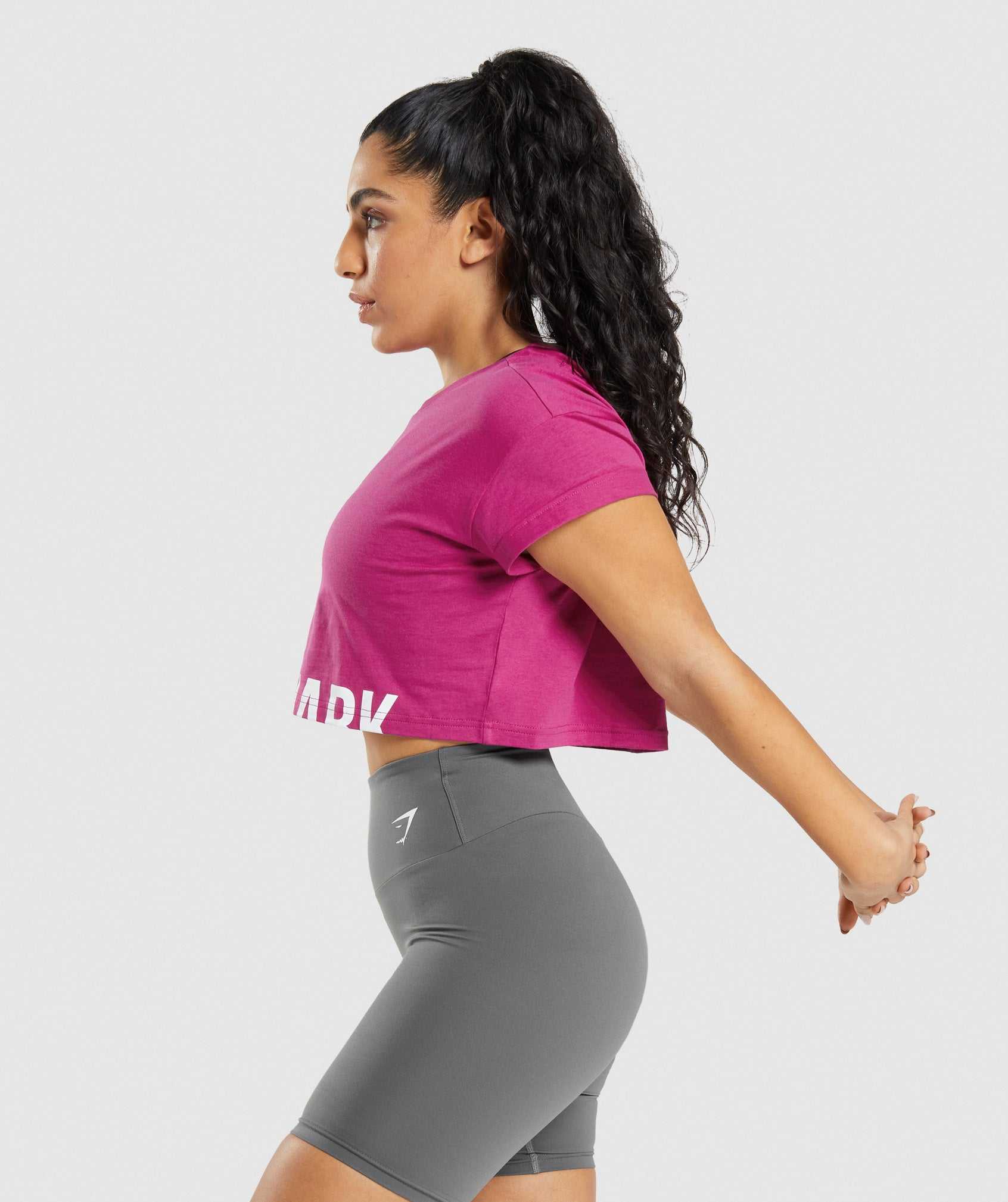 Pink Gymshark Fraction Crop Women's Tops | SWFTUE268