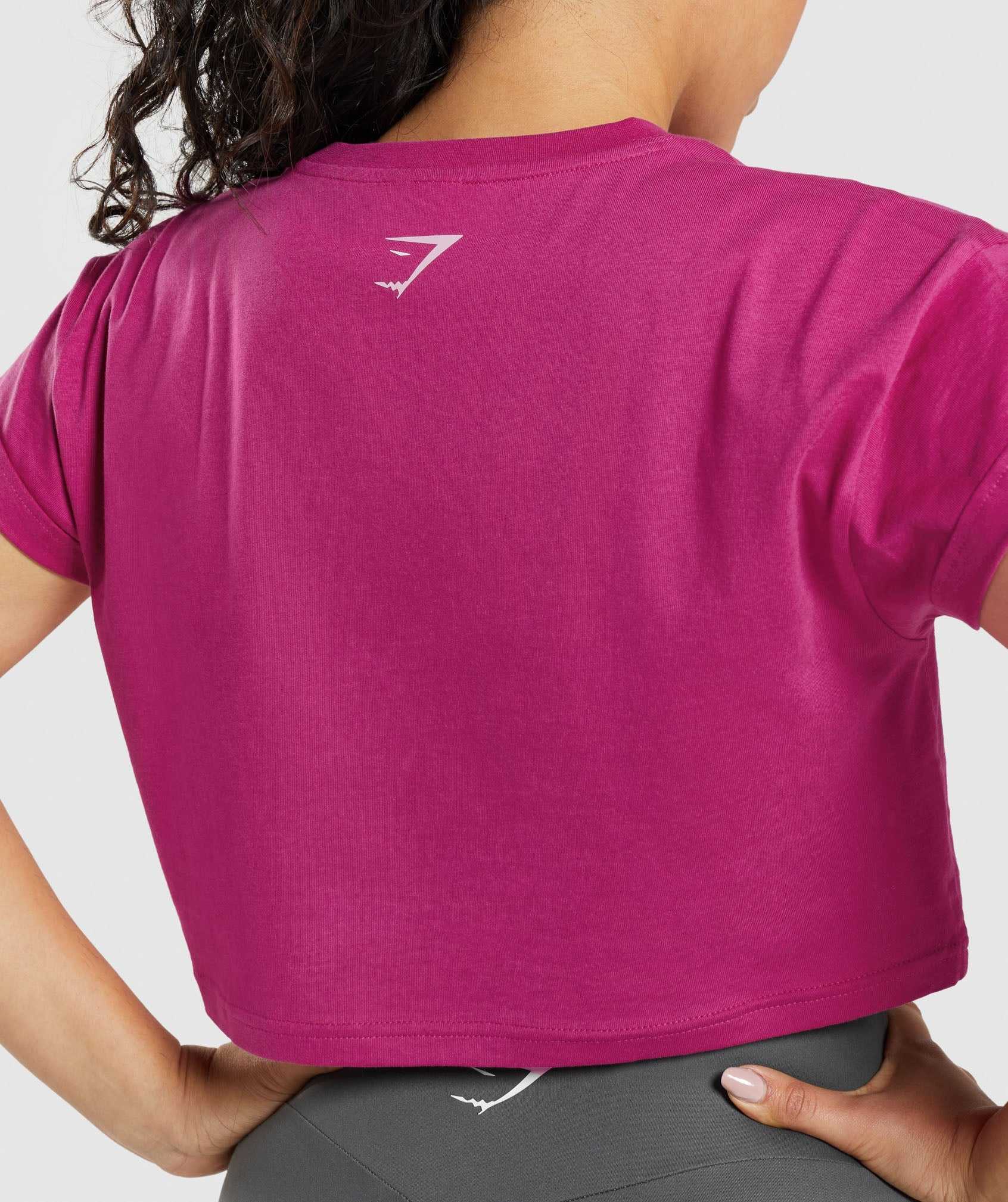 Pink Gymshark Fraction Crop Women's Tops | SWFTUE268