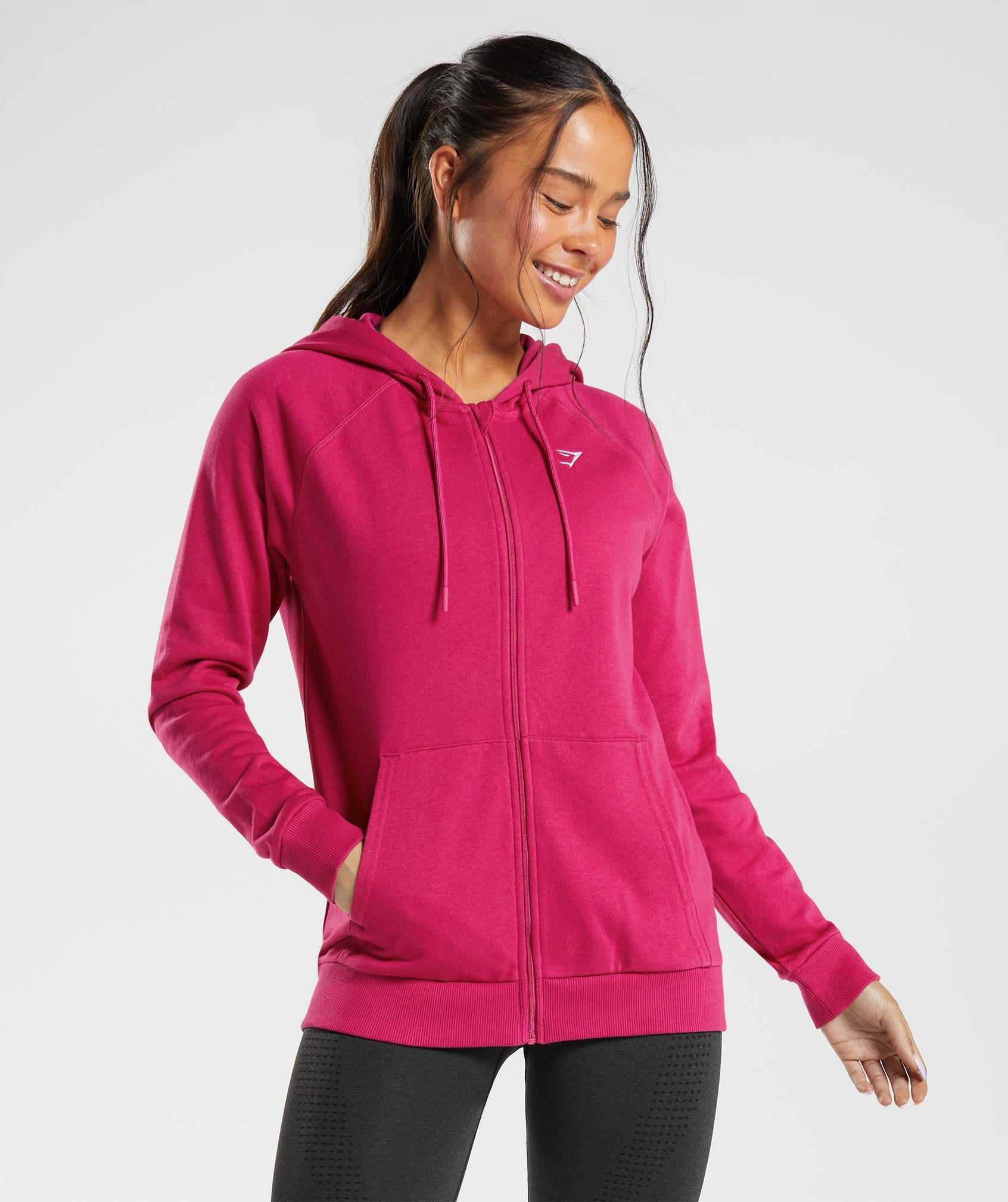 Pink Gymshark Training Zip Women's Hoodie | SGEPVA983