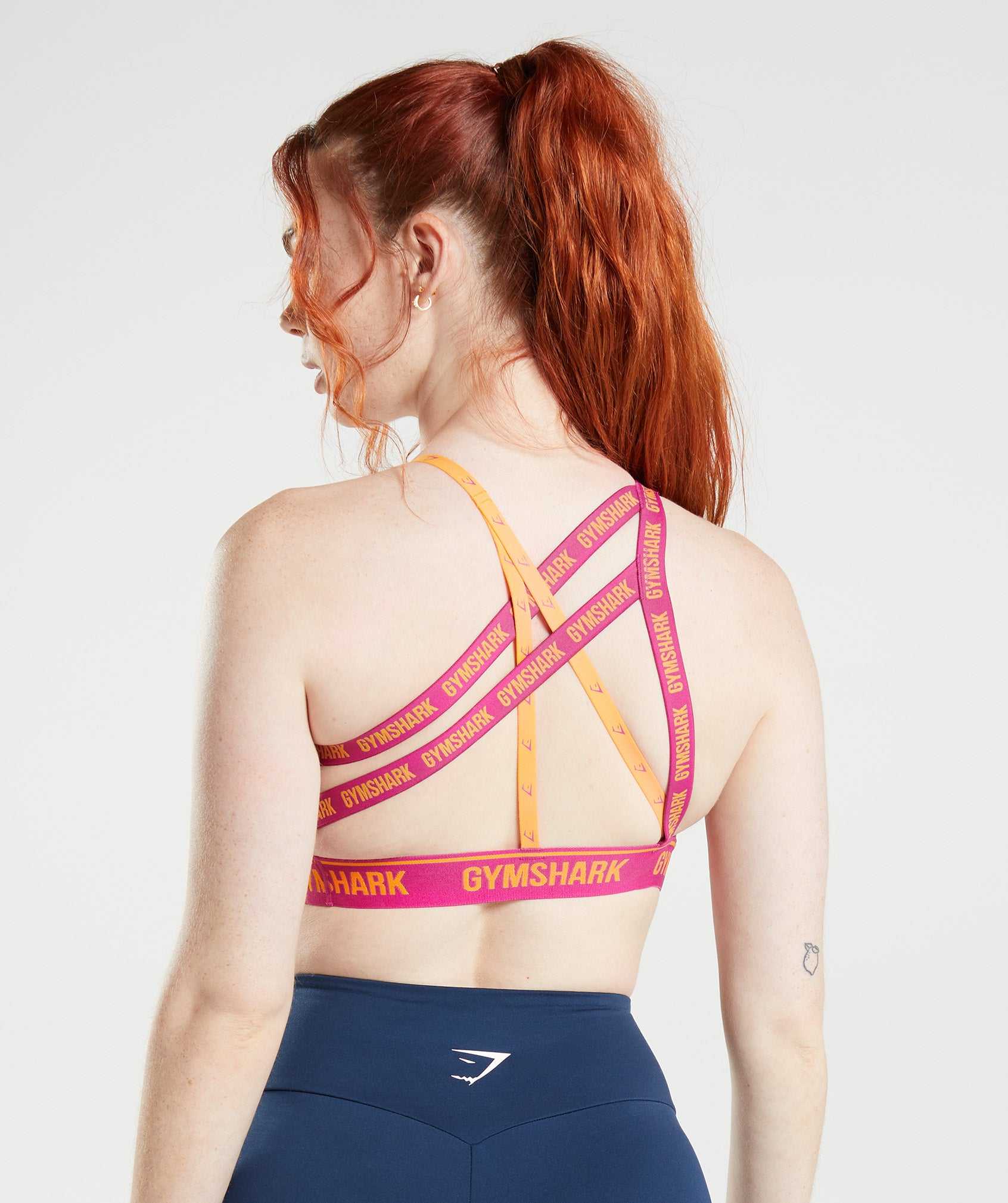 Pink / Orange Gymshark Strike Women's Sports Bra | XPGEUD209