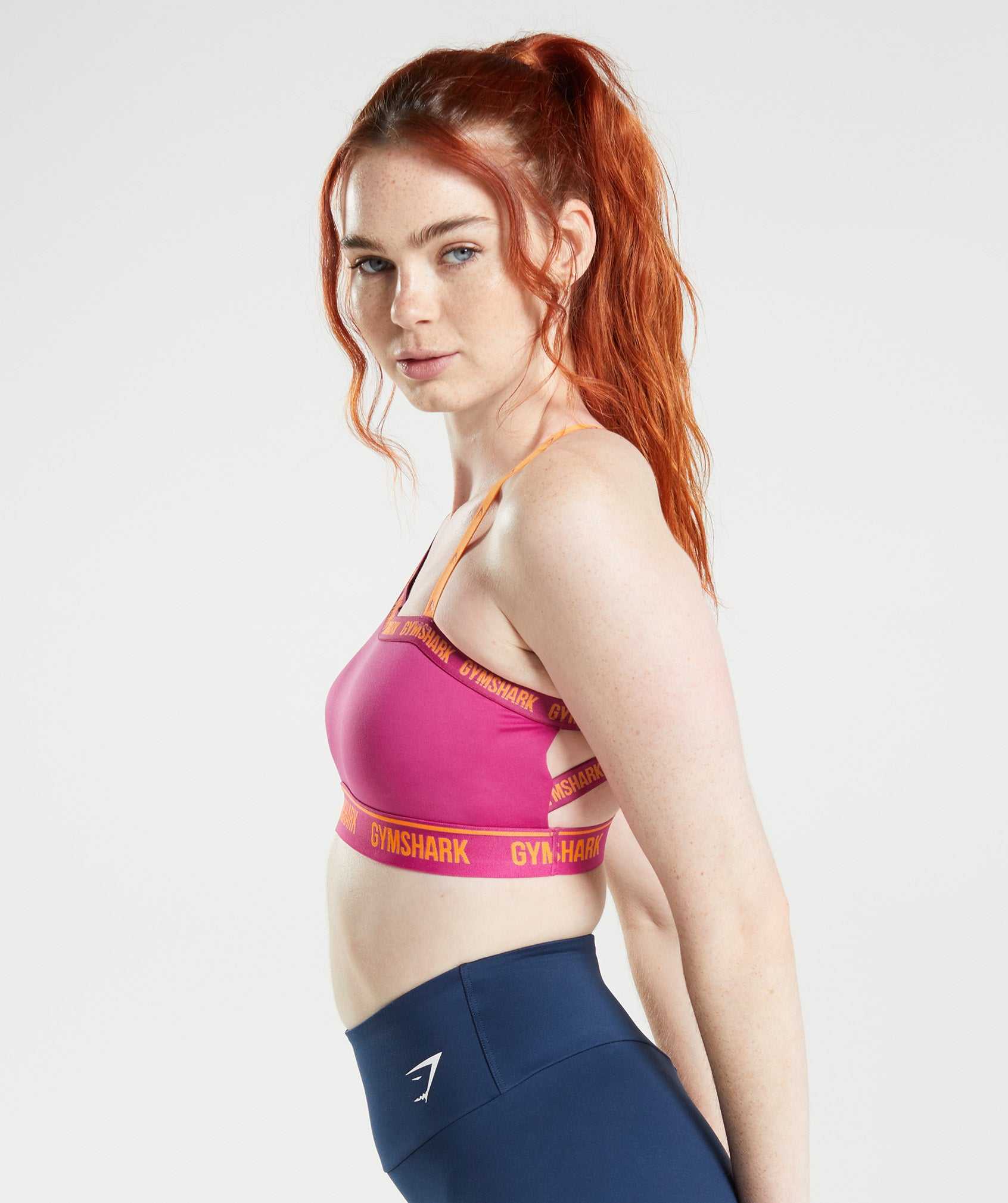 Pink / Orange Gymshark Strike Women's Sports Bra | XPGEUD209