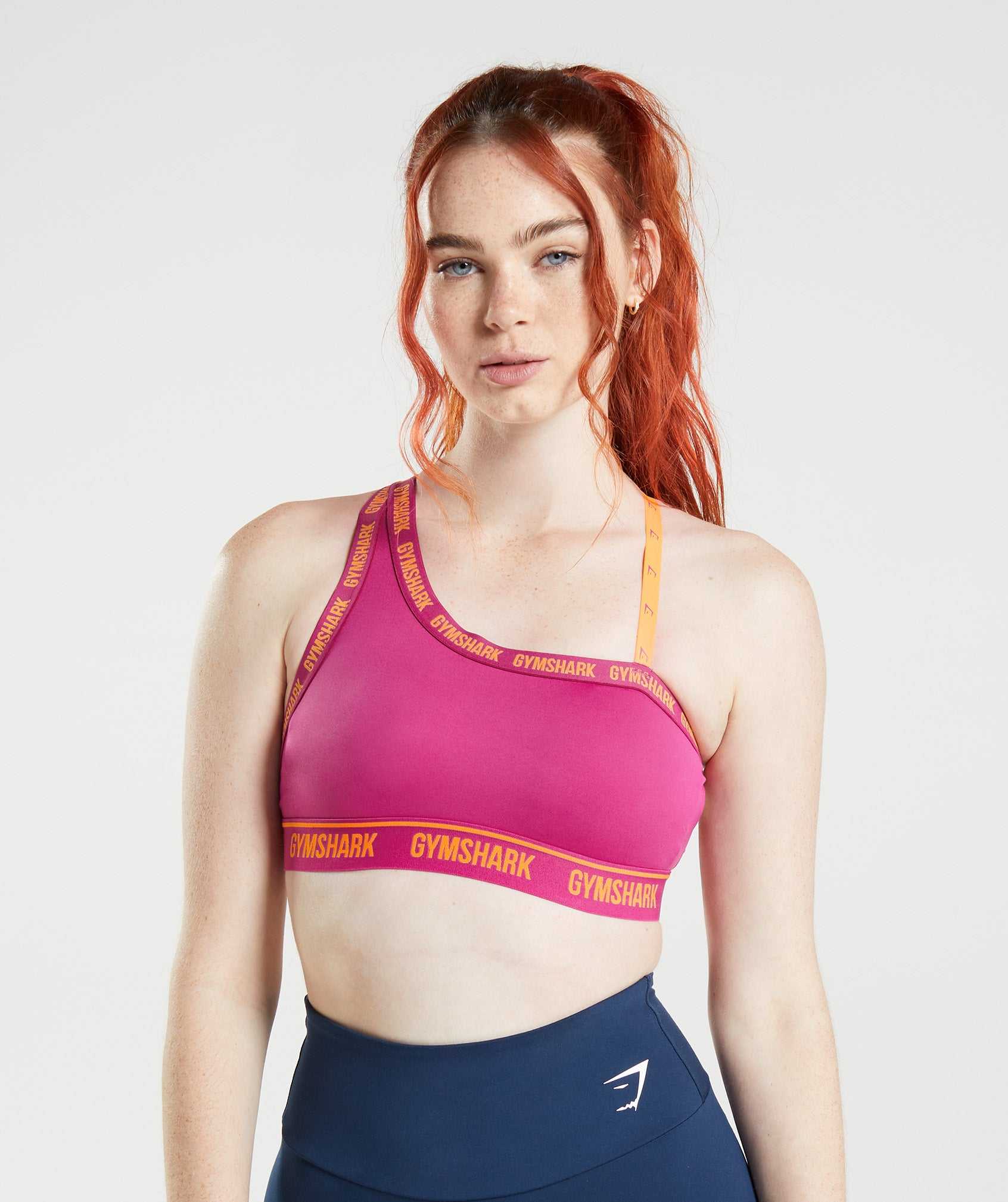 Pink / Orange Gymshark Strike Women\'s Sports Bra | XPGEUD209