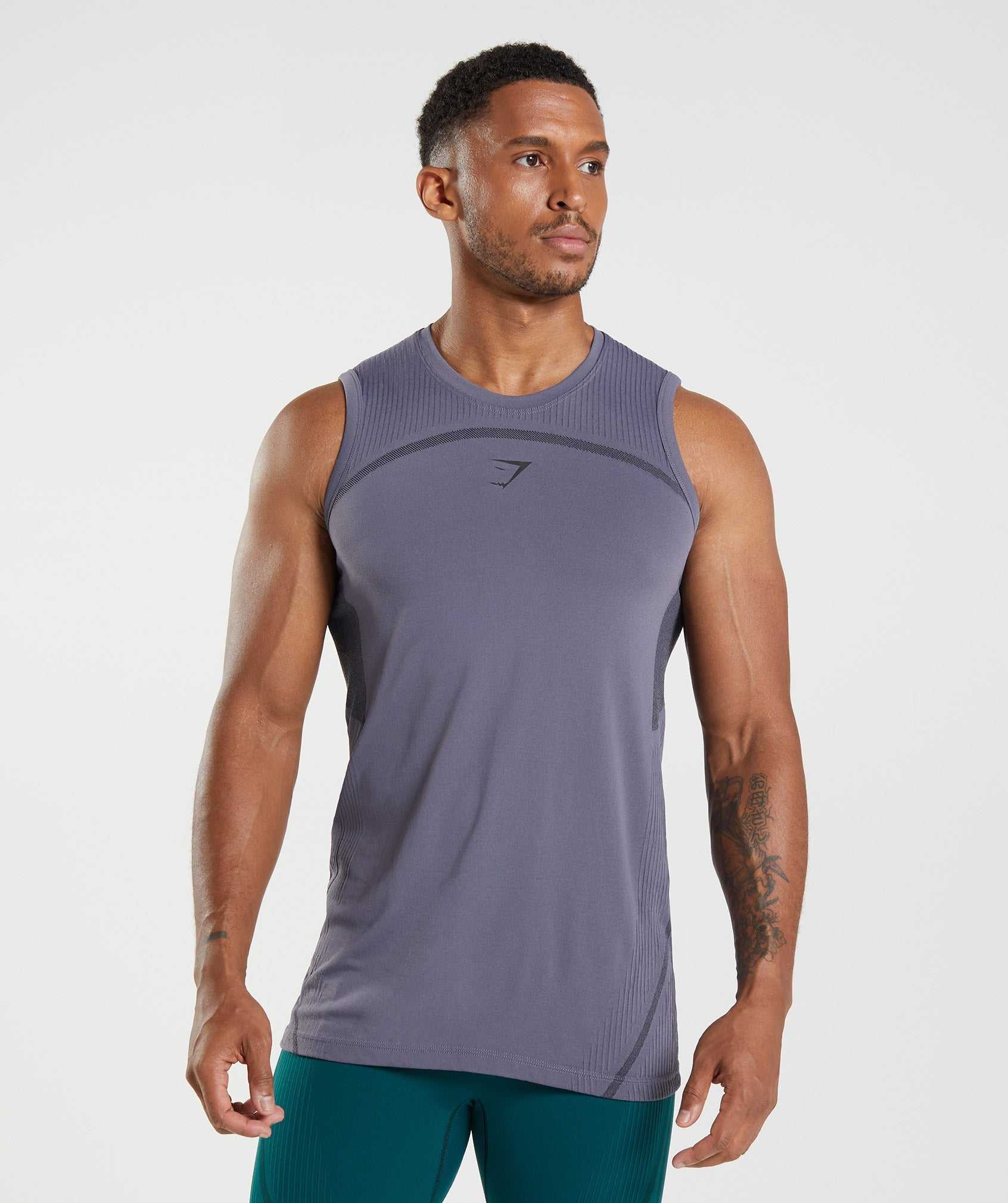 Purple / Black Gymshark 315 Seamless Men\'s Tanks | EQHUAZ162