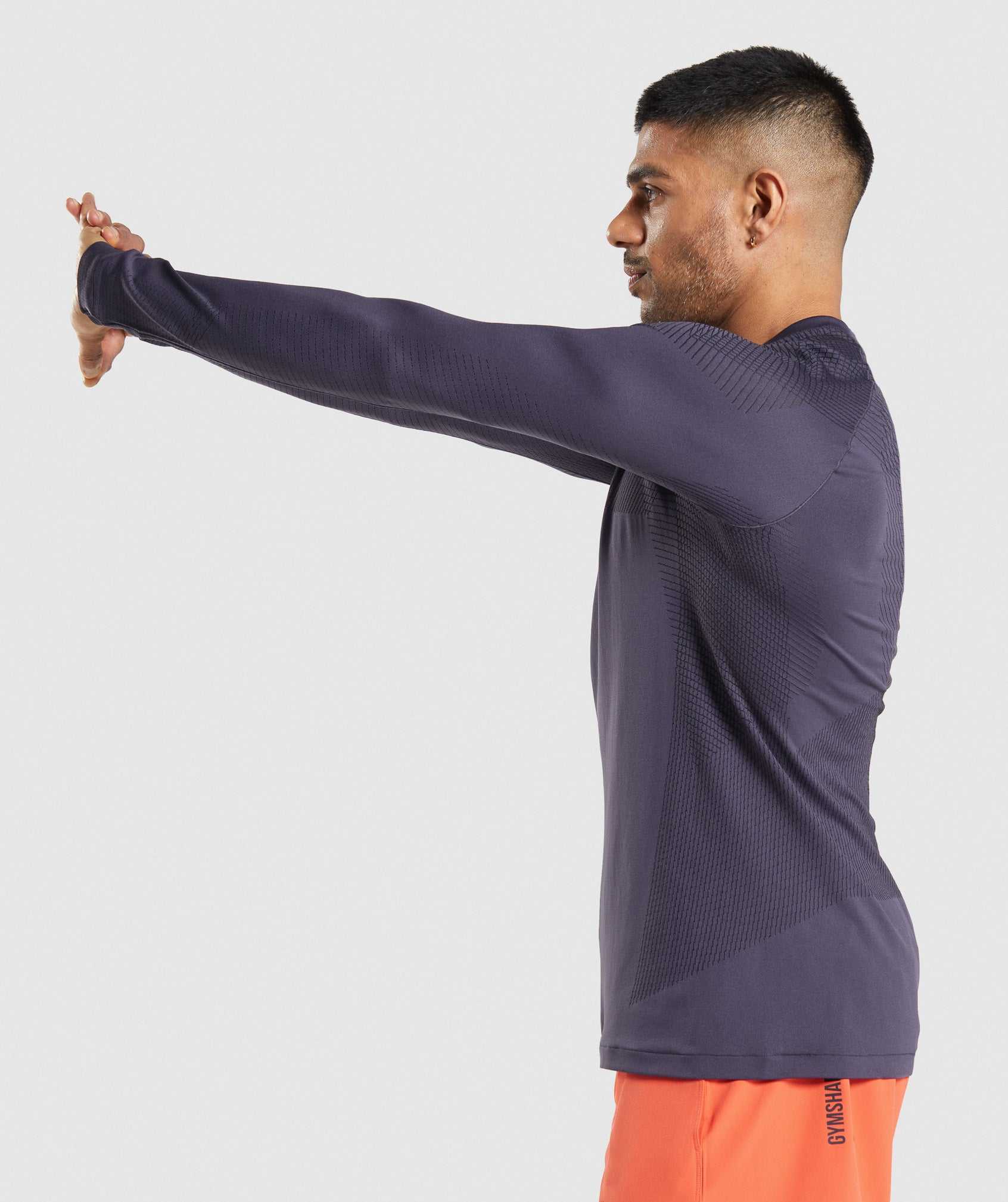 Purple / Black Gymshark Apex Seamless Long Sleeve Men's T Shirts | LKINEU684