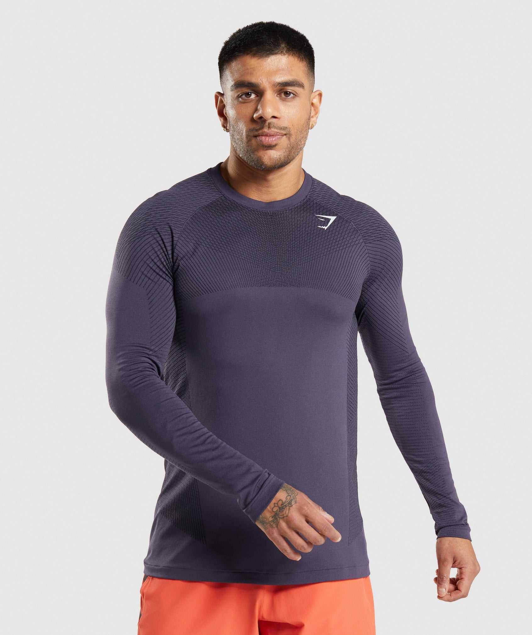 Purple / Black Gymshark Apex Seamless Long Sleeve Men\'s T Shirts | LKINEU684