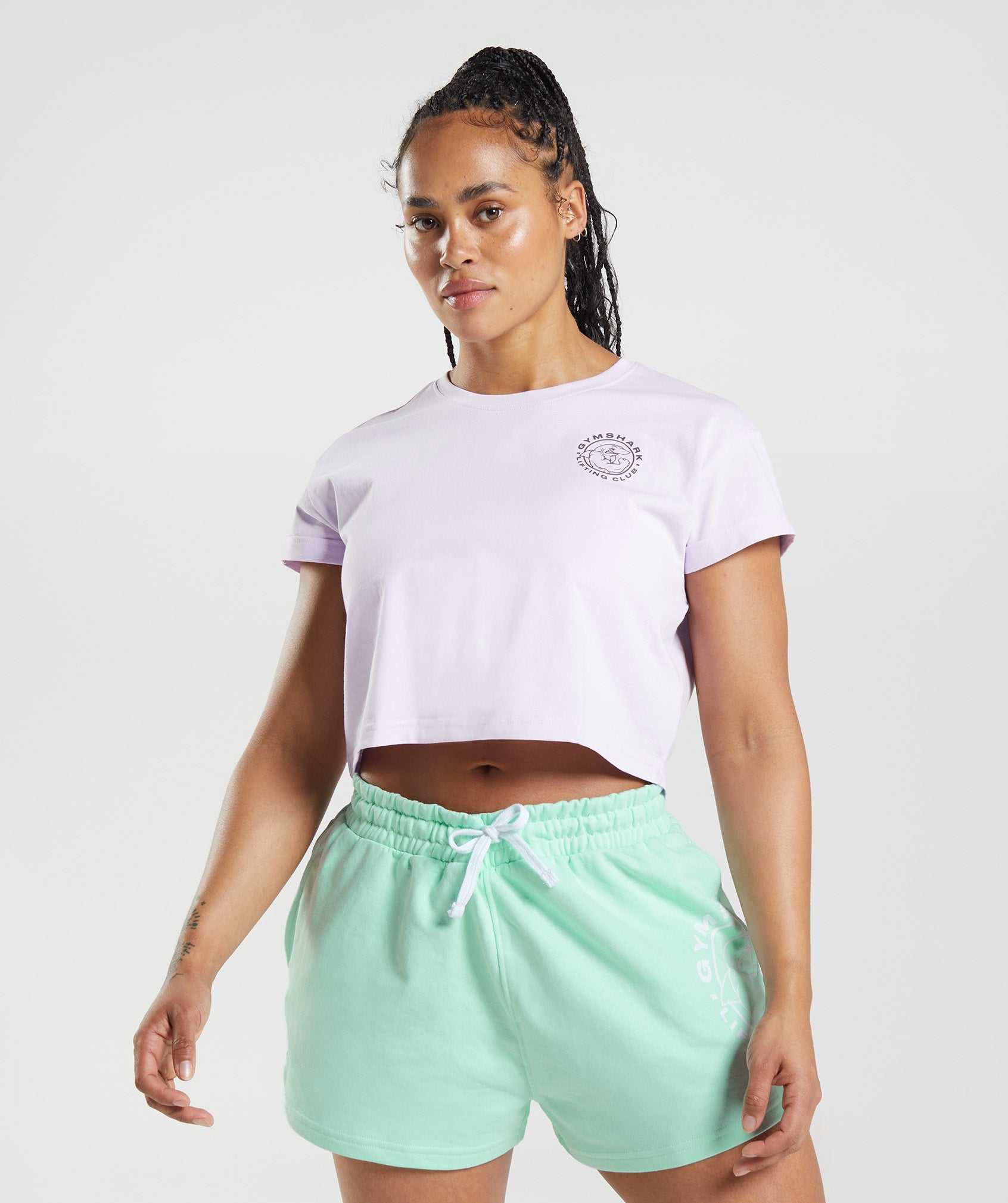 Purple Gymshark Legacy Crop Women's Tops | QVPZYI265