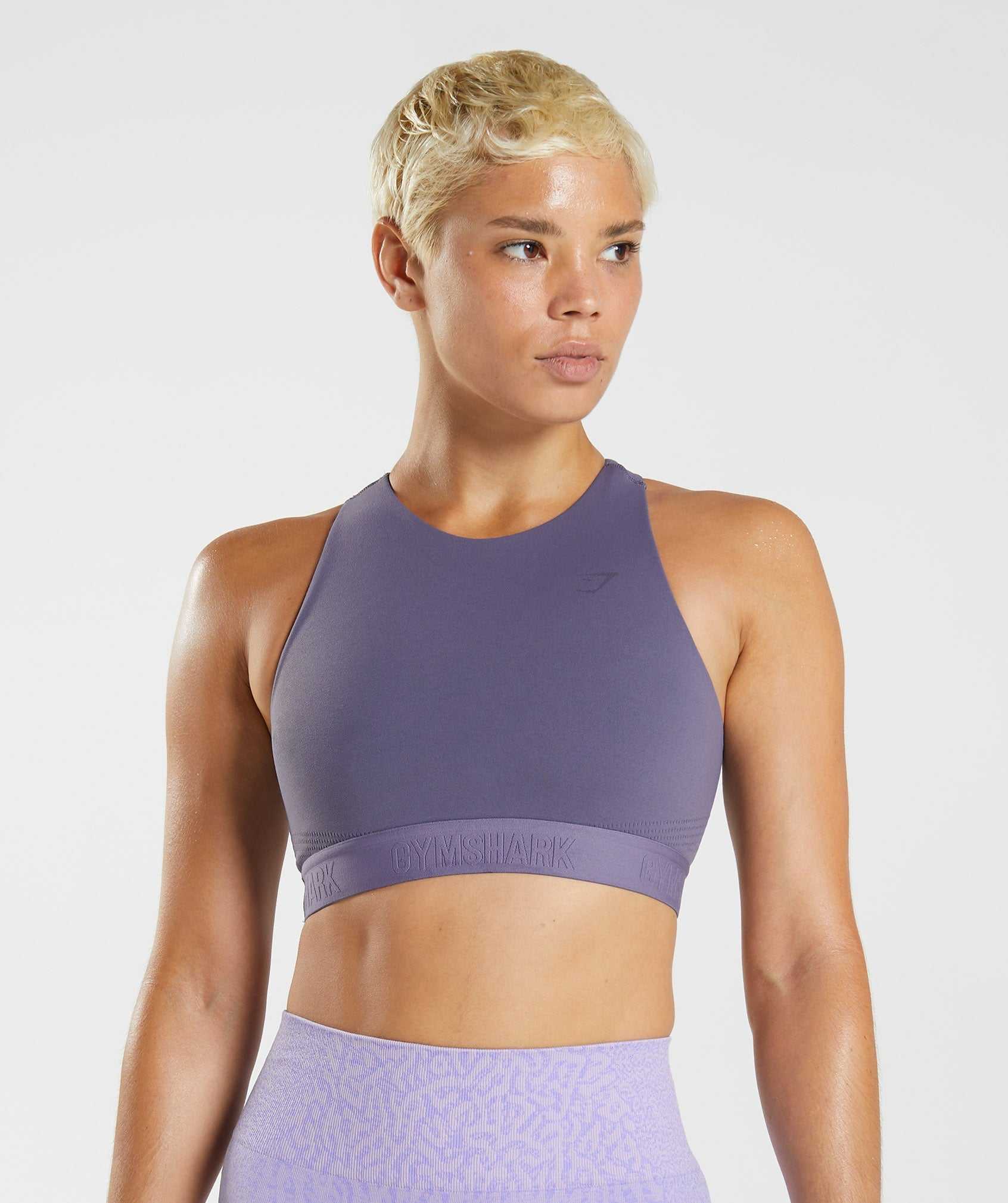 Purple / Purple Gymshark 315 Performance High Neck Women\'s Sports Bra | OMABIU276