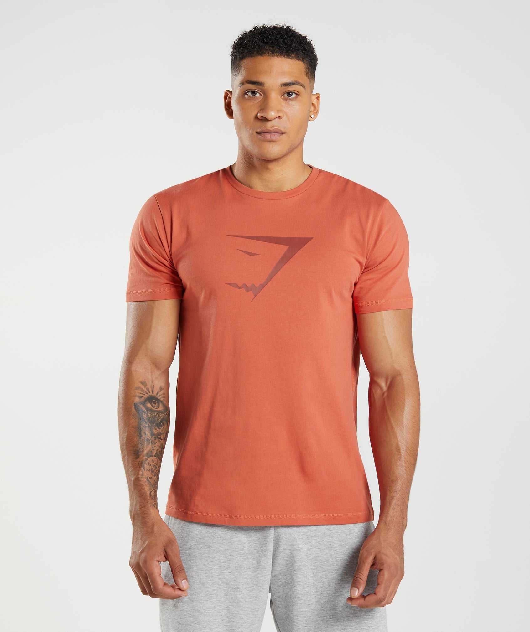 Red Gymshark Sharkhead Infill Men's T Shirts | ODCYEZ305