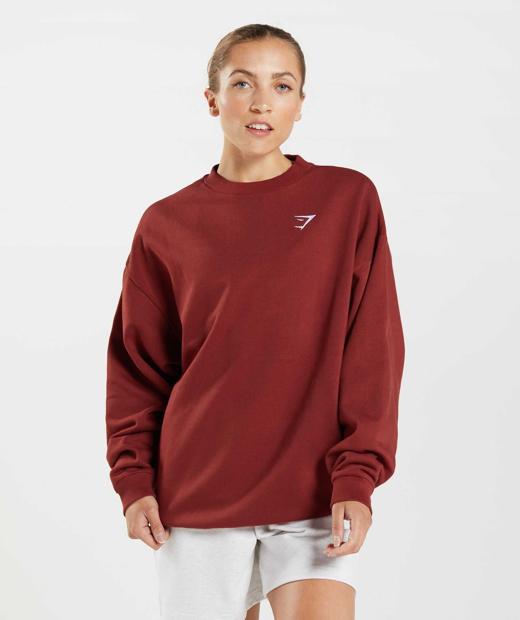 Red Gymshark Training Oversized Sweatshirt Women's Pullover | UBHJIE507