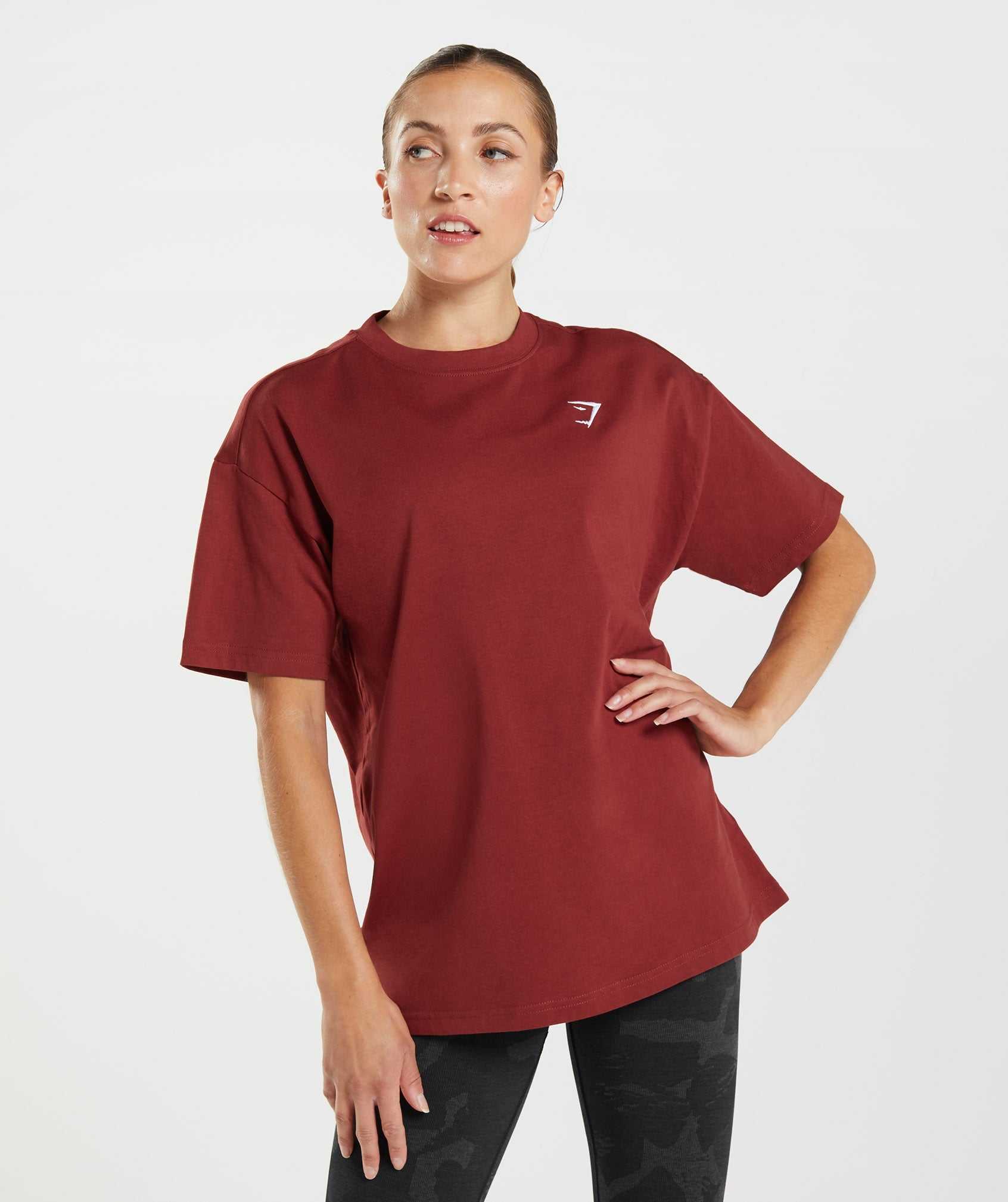 Red Gymshark Training Oversized Women's T Shirts | OYDCBI684