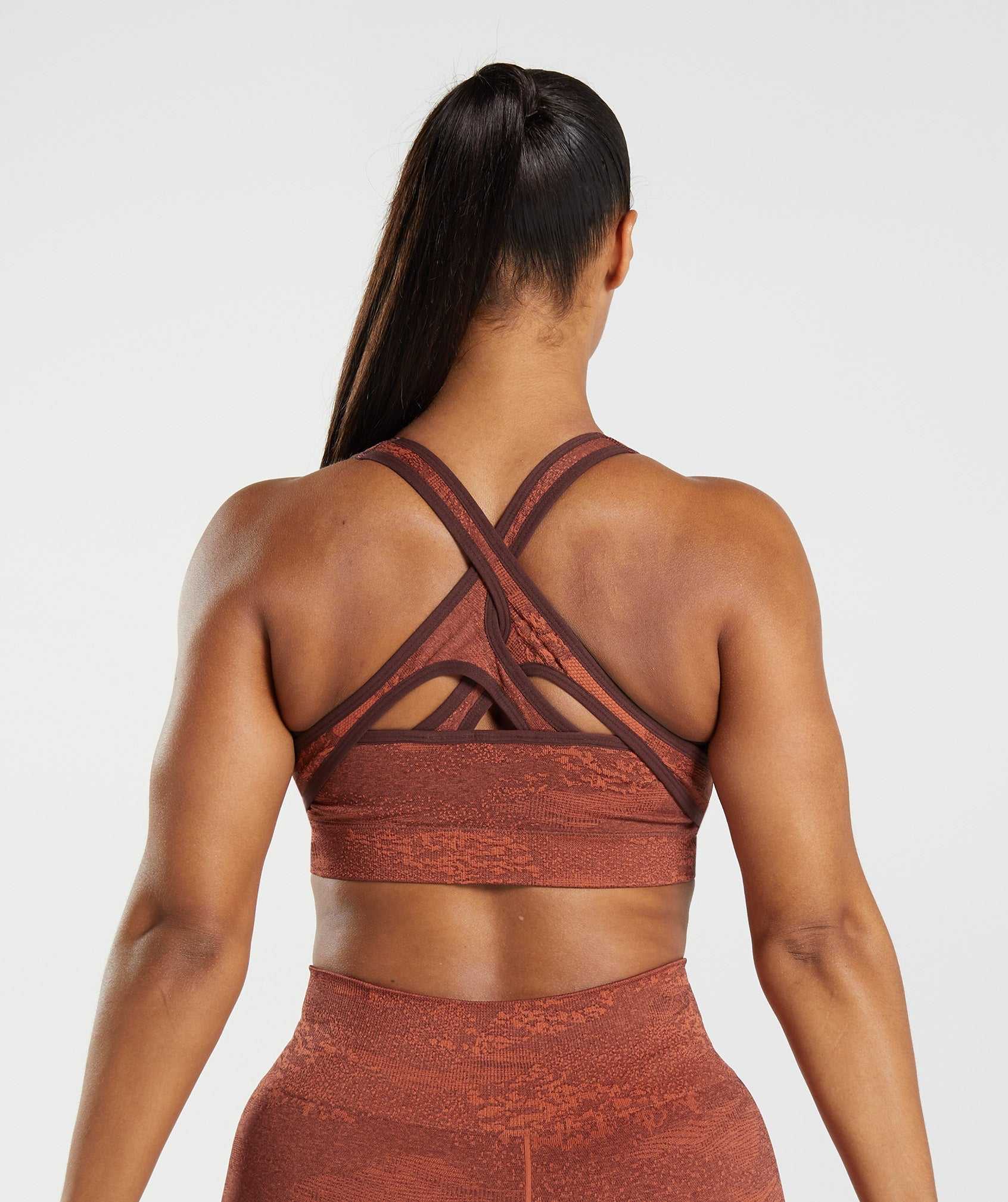 Red / Pink Brown Gymshark Adapt Camo Seamless Women's Sports Bra | GTHZQV982