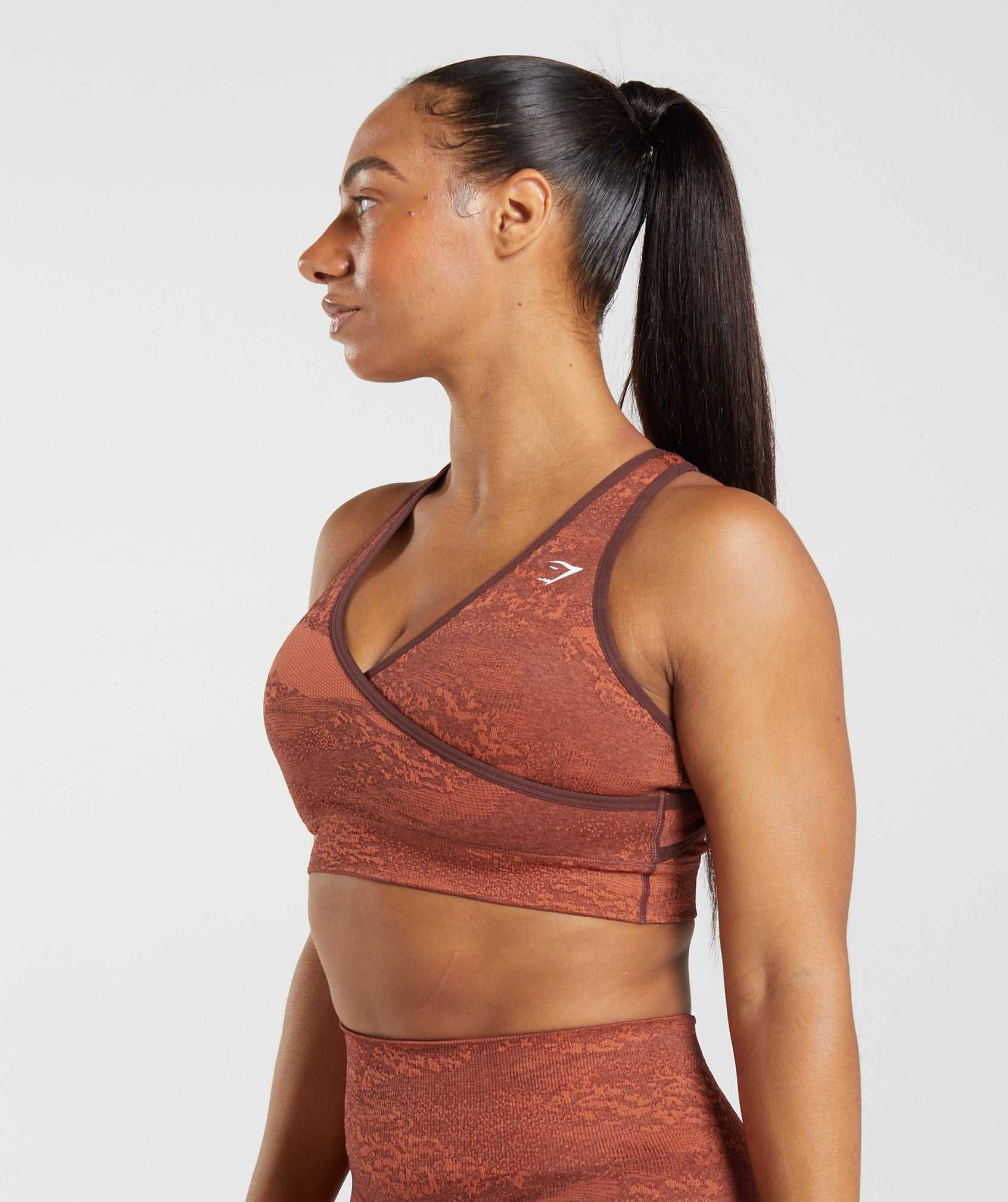 Red / Pink Brown Gymshark Adapt Camo Seamless Women's Sports Bra | GTHZQV982