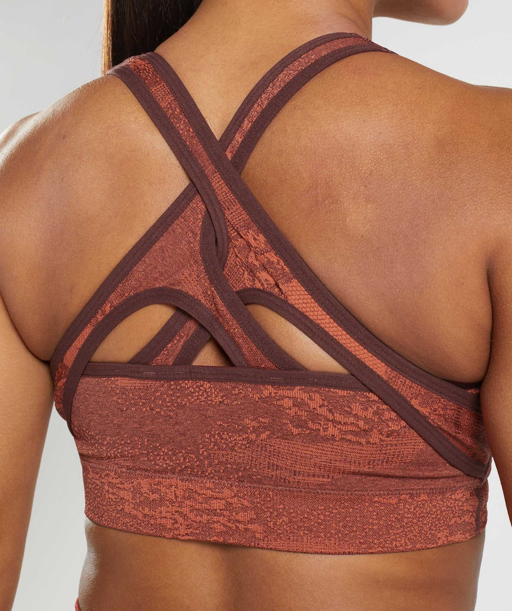 Red / Pink Brown Gymshark Adapt Camo Seamless Women's Sports Bra | GTHZQV982