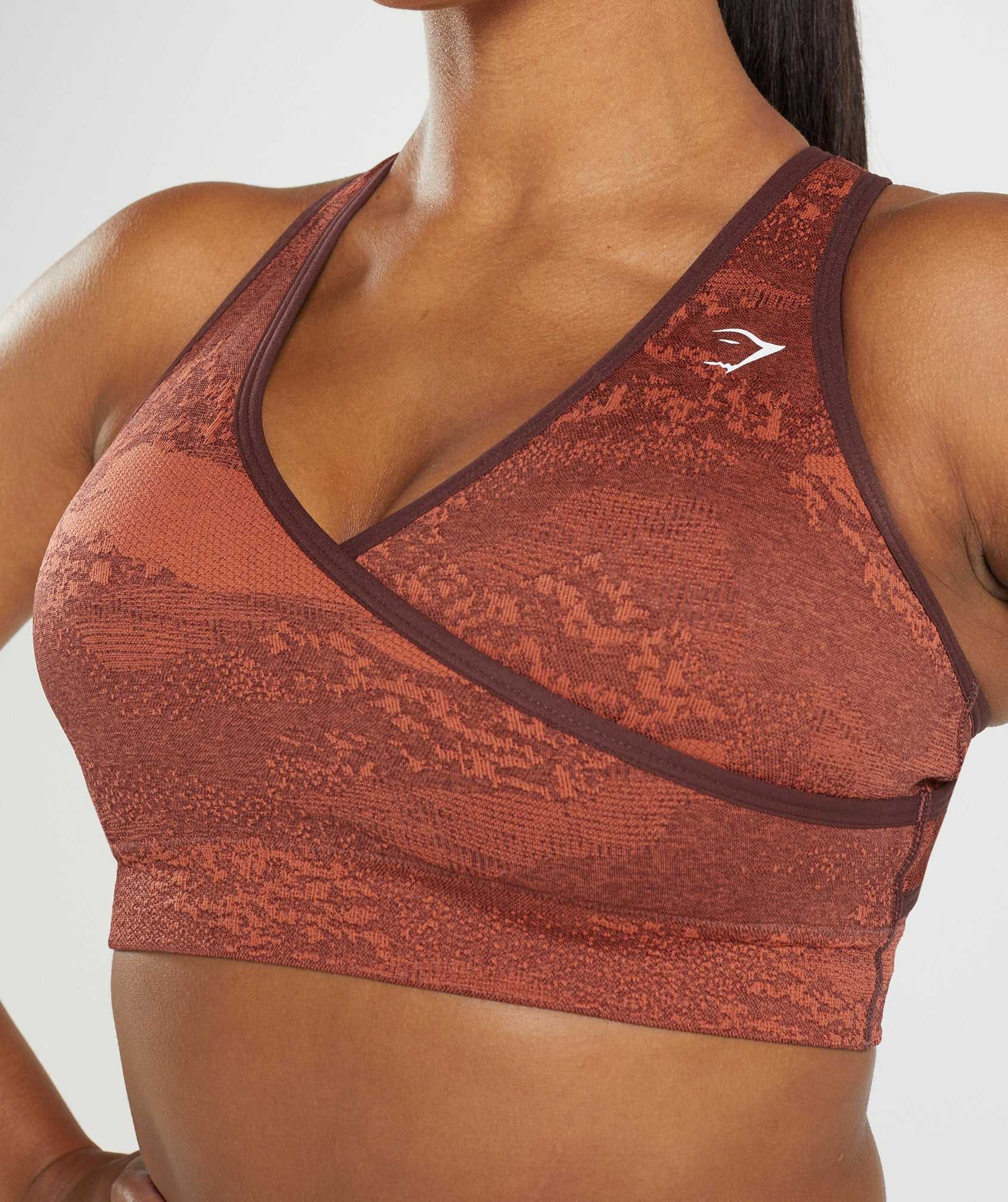 Red / Pink Brown Gymshark Adapt Camo Seamless Women's Sports Bra | GTHZQV982