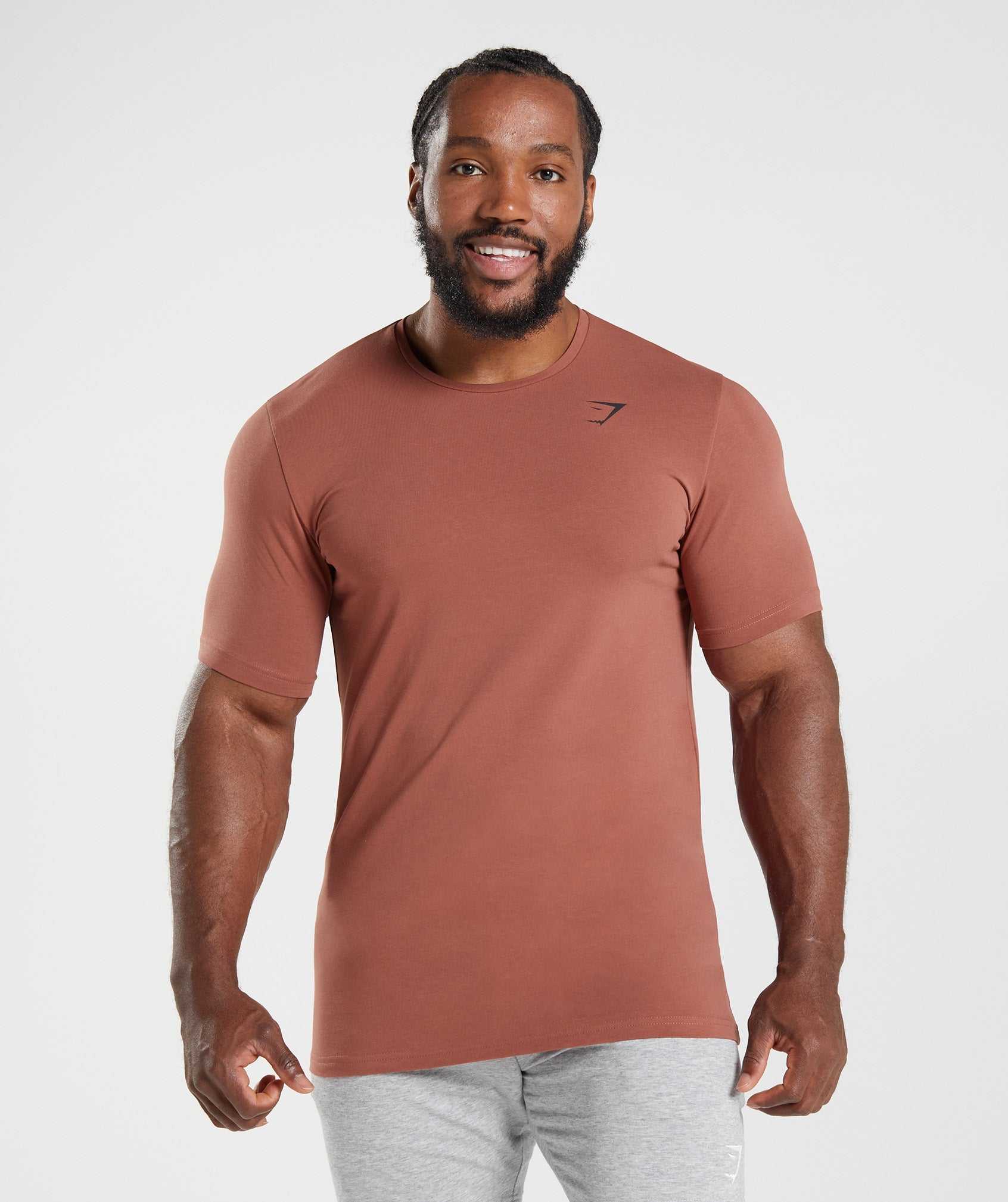 Rose Brown Gymshark Essential Men\'s T Shirts | NDQEVM724