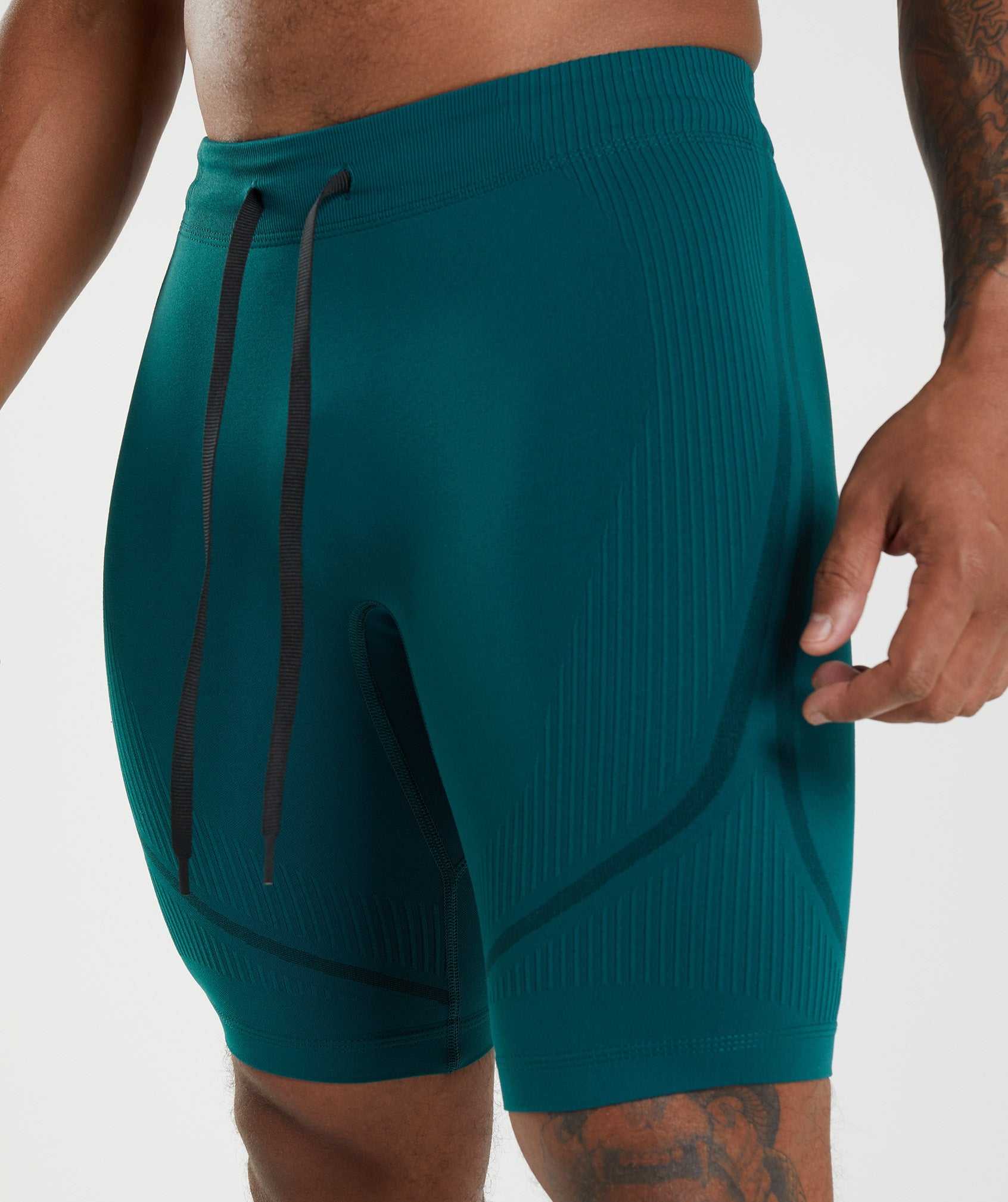 Turquoise / Black Gymshark 315 Seamless 1/2 Men's Shorts | OBXZGF258