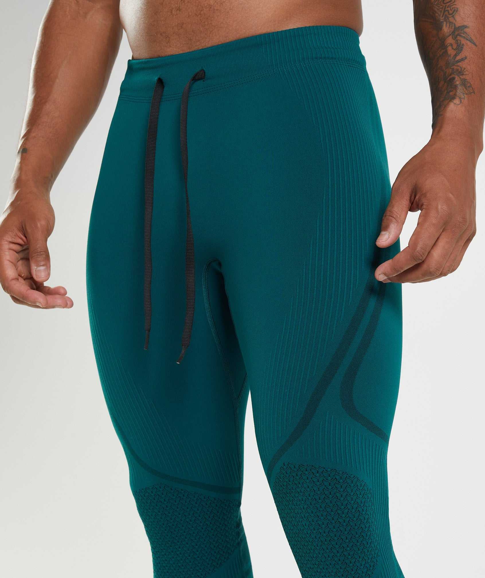 Turquoise / Black Gymshark 315 Seamless Tights Men's Jogger | YEWTCF906