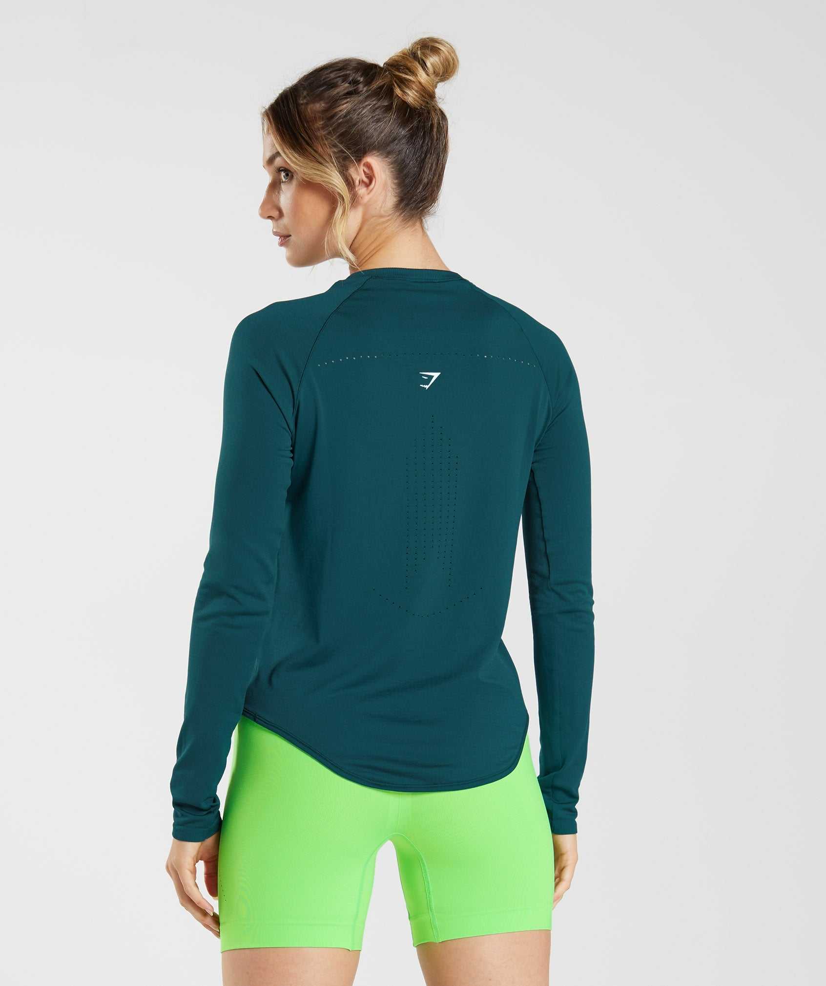 Turquoise Gymshark Sweat Seamless Long Sleeve Women's Tops | ASGHPV301