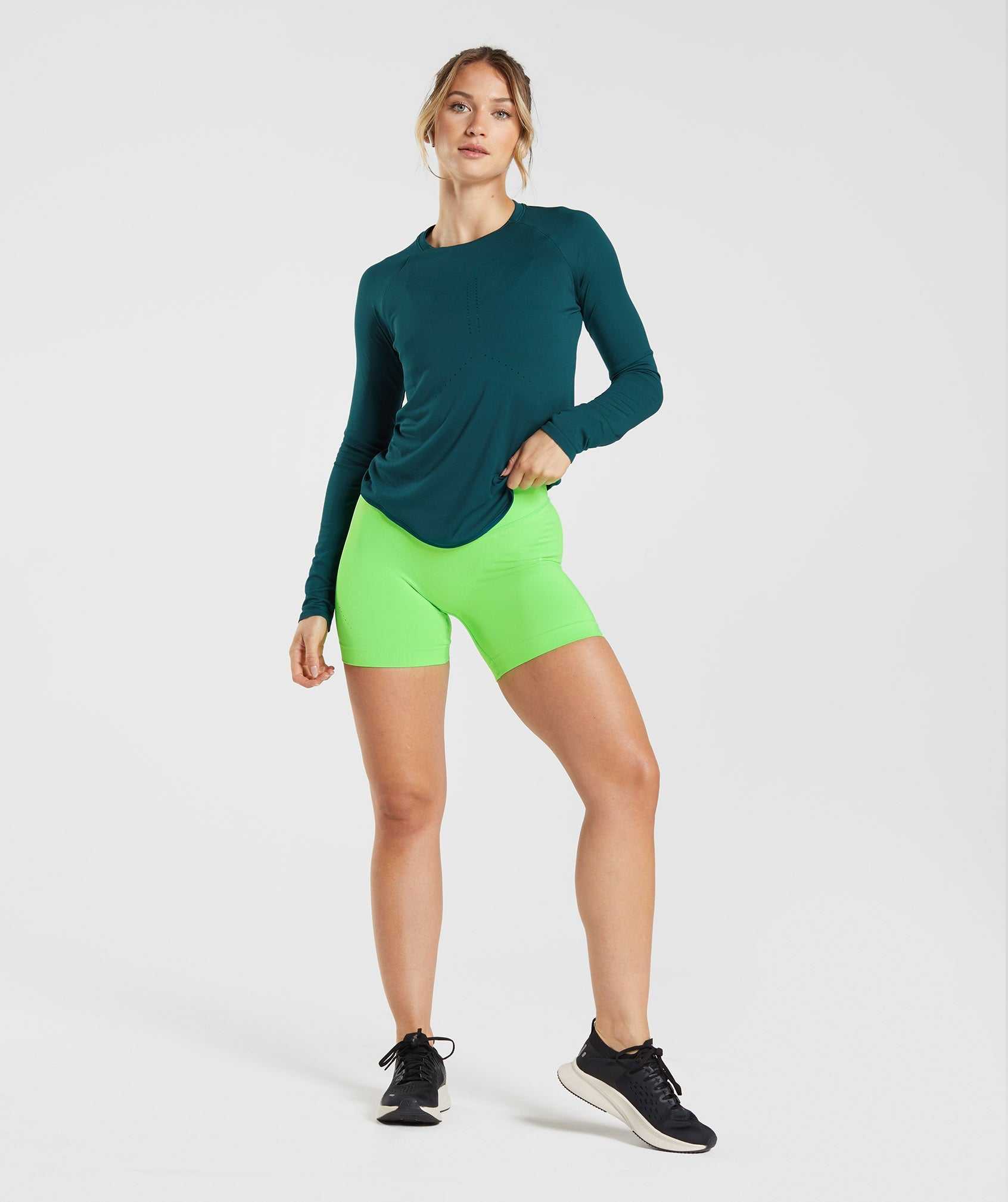 Turquoise Gymshark Sweat Seamless Long Sleeve Women's Tops | ASGHPV301