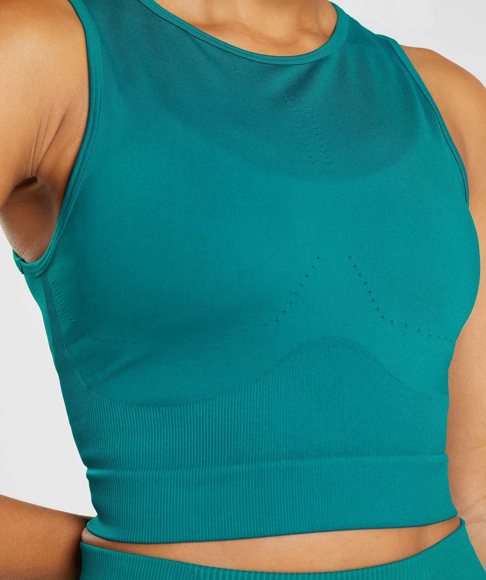 Turquoise Gymshark Sweat Seamless Midi Women's Tanks | BXMLKA952