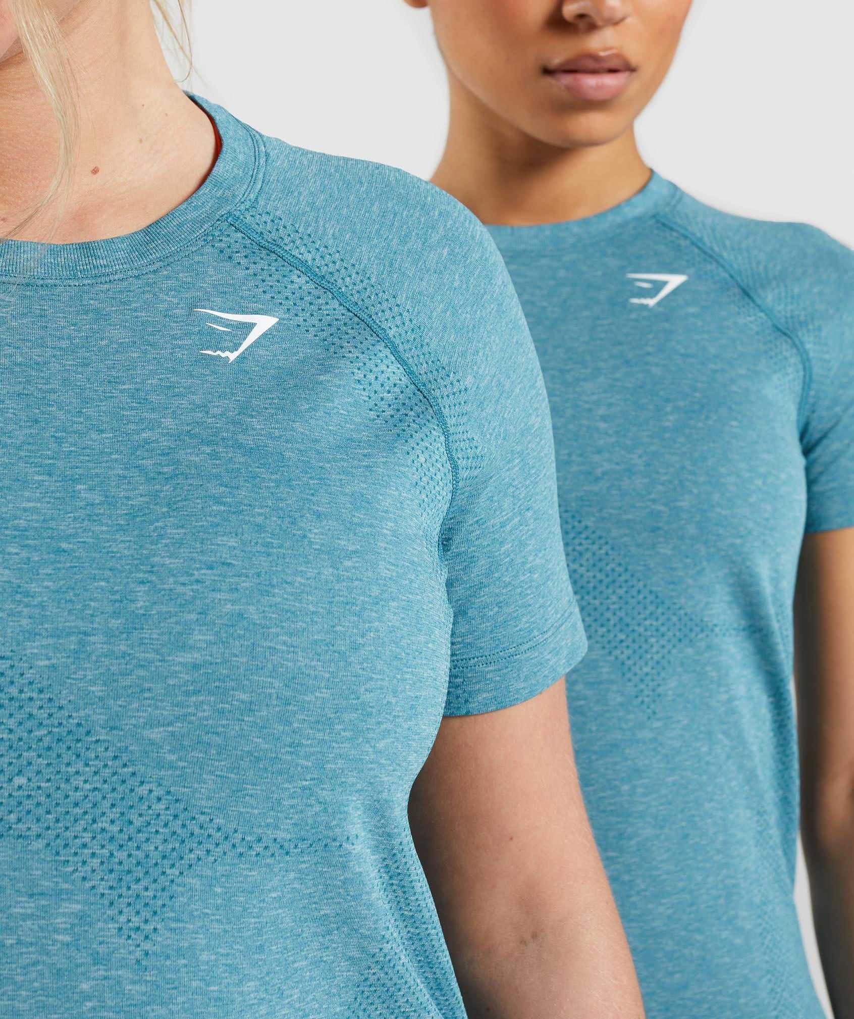 Turquoise Gymshark Vital Seamless 2.0 Light Women's T Shirts | UBPYCK107