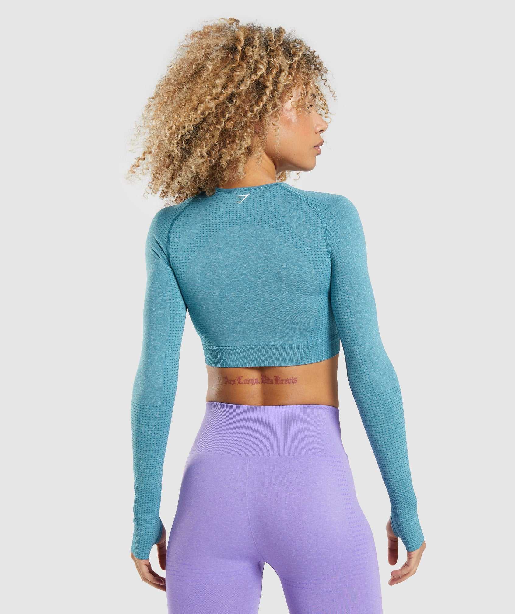 Turquoise Gymshark Vital Seamless 2.0 Long Sleeve Crop Women's Tops | UNZMIQ825