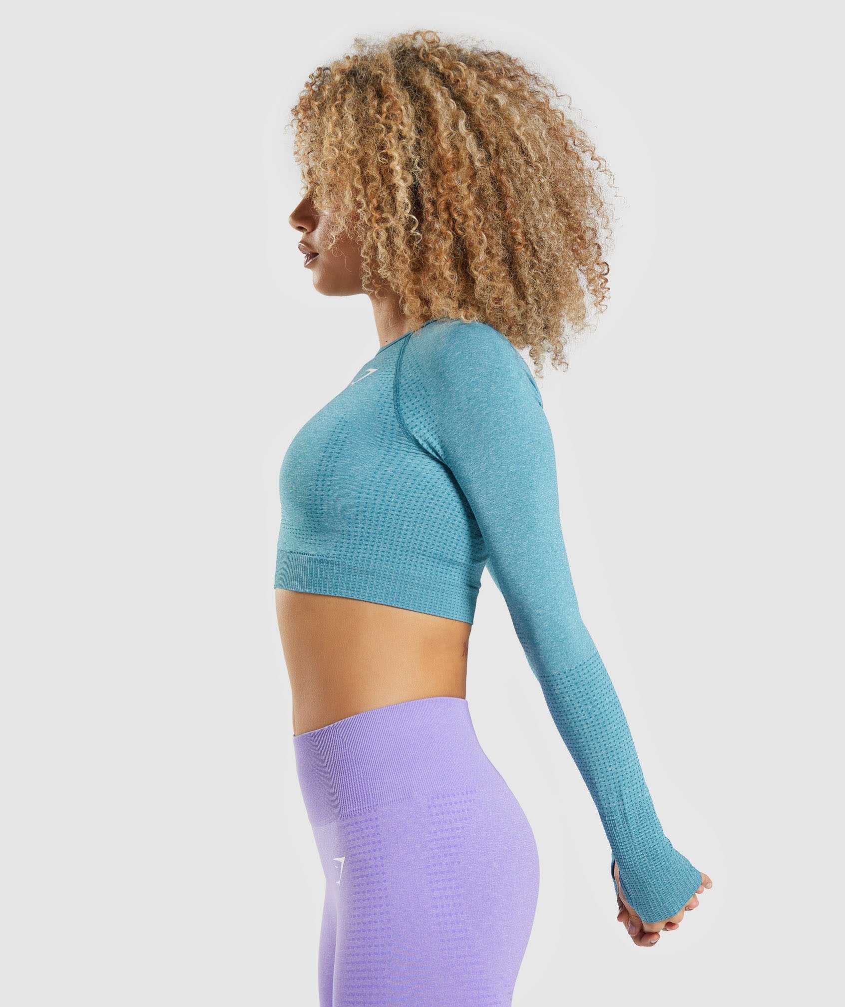 Turquoise Gymshark Vital Seamless 2.0 Long Sleeve Crop Women's Tops | UNZMIQ825