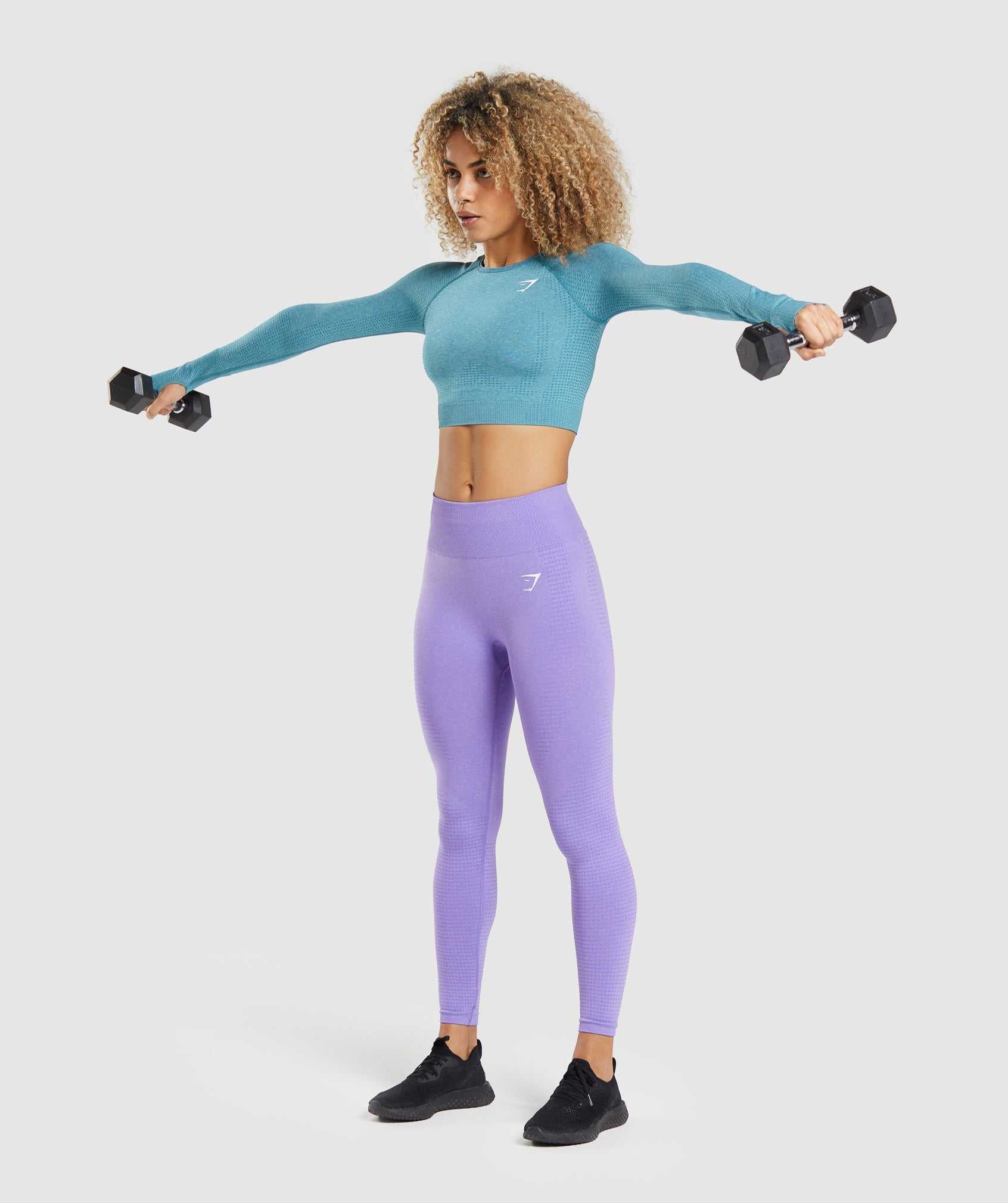 Turquoise Gymshark Vital Seamless 2.0 Long Sleeve Crop Women's Tops | UNZMIQ825