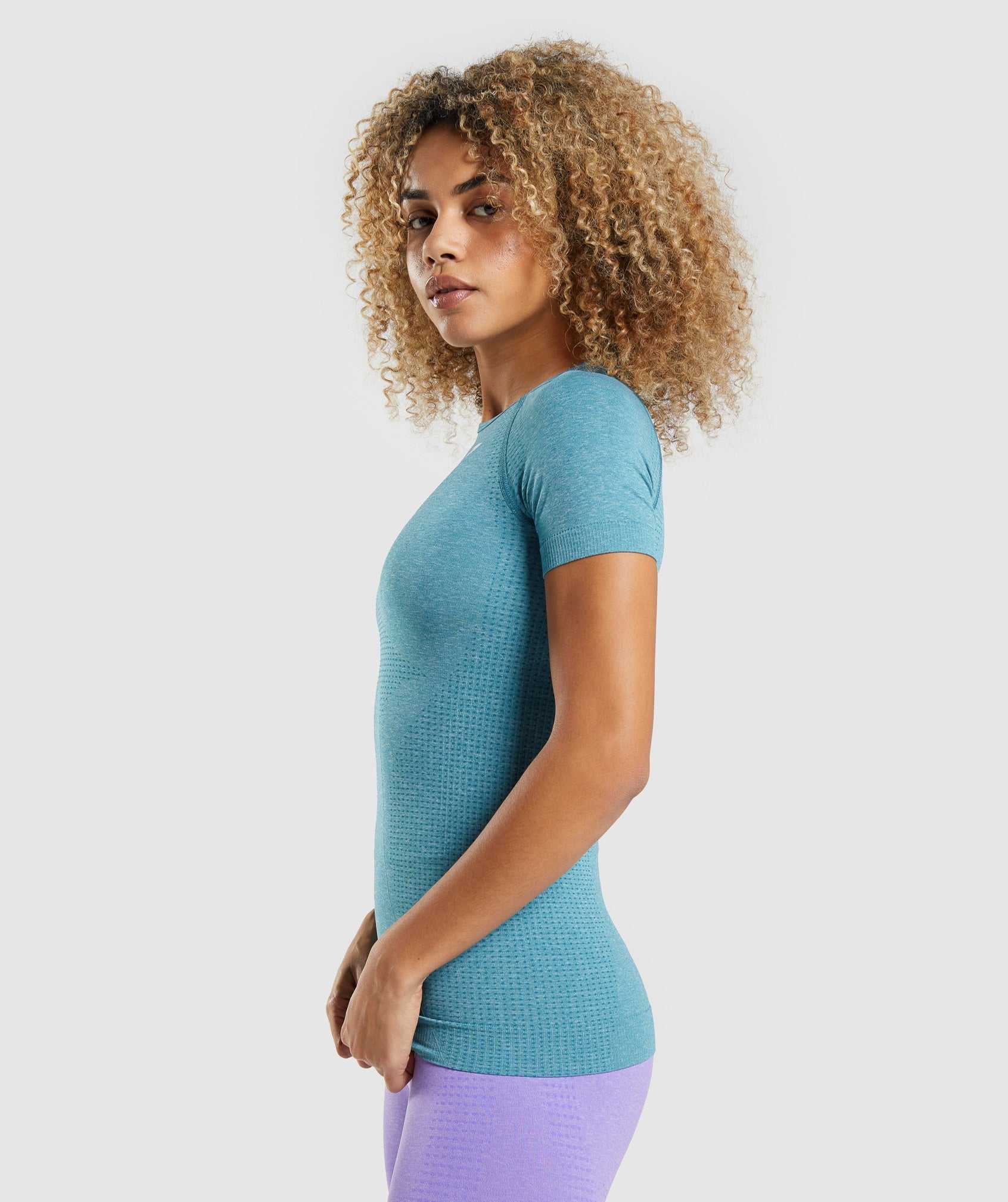 Turquoise Gymshark Vital Seamless 2.0 Women's T Shirts | ZEHOIL819