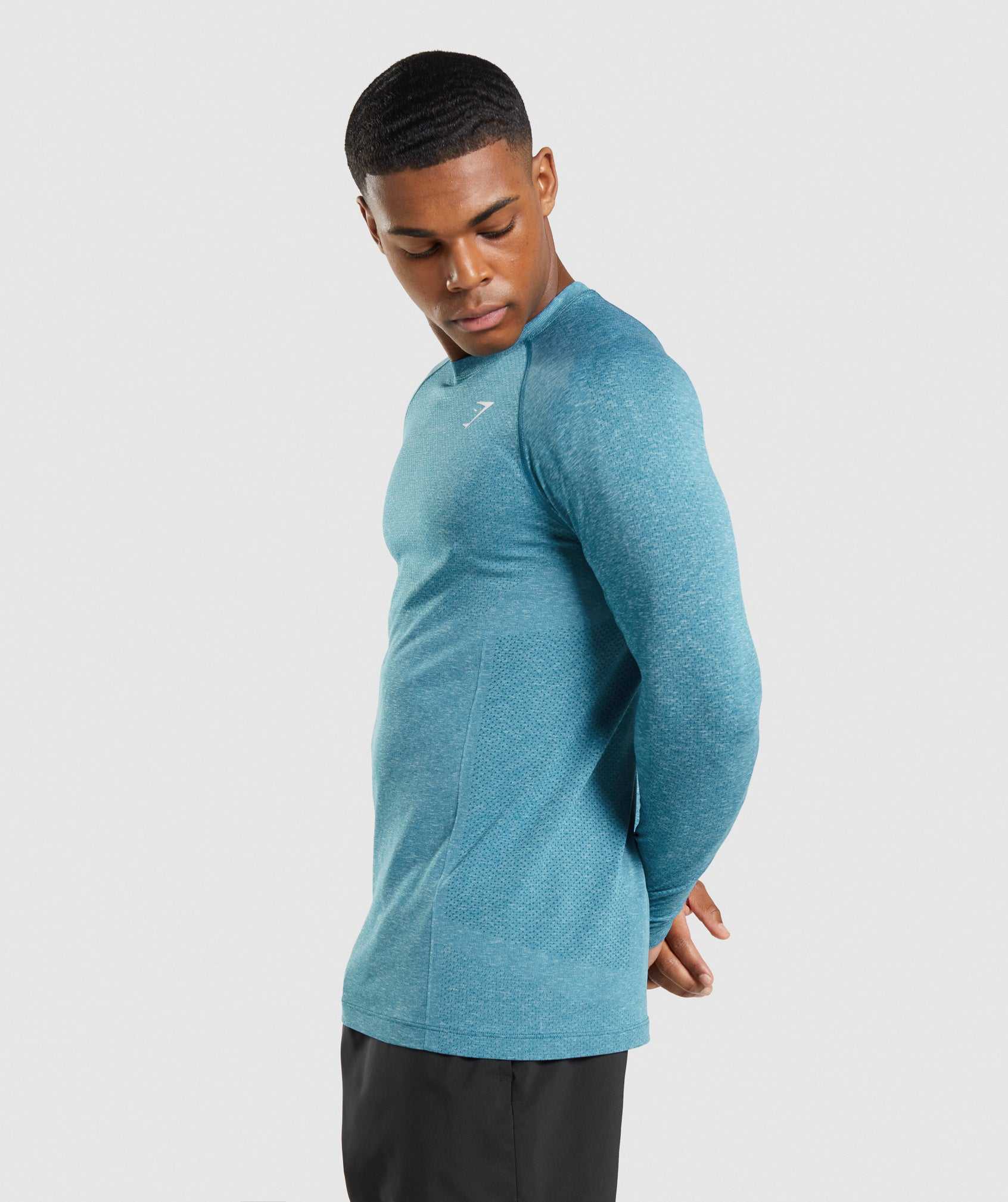 Turquoise Gymshark Vital Seamless Light Long Sleeve Men's T Shirts | STLMUC504