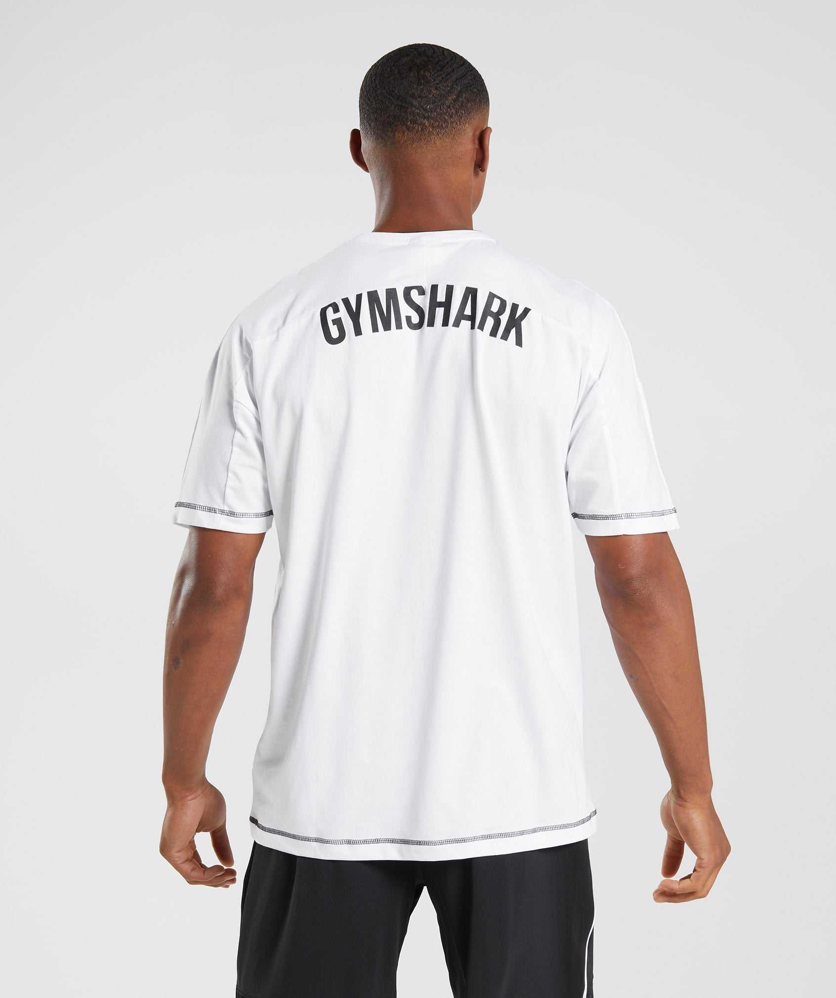 White / Black Gymshark Recess Men's T Shirts | POVQDR653