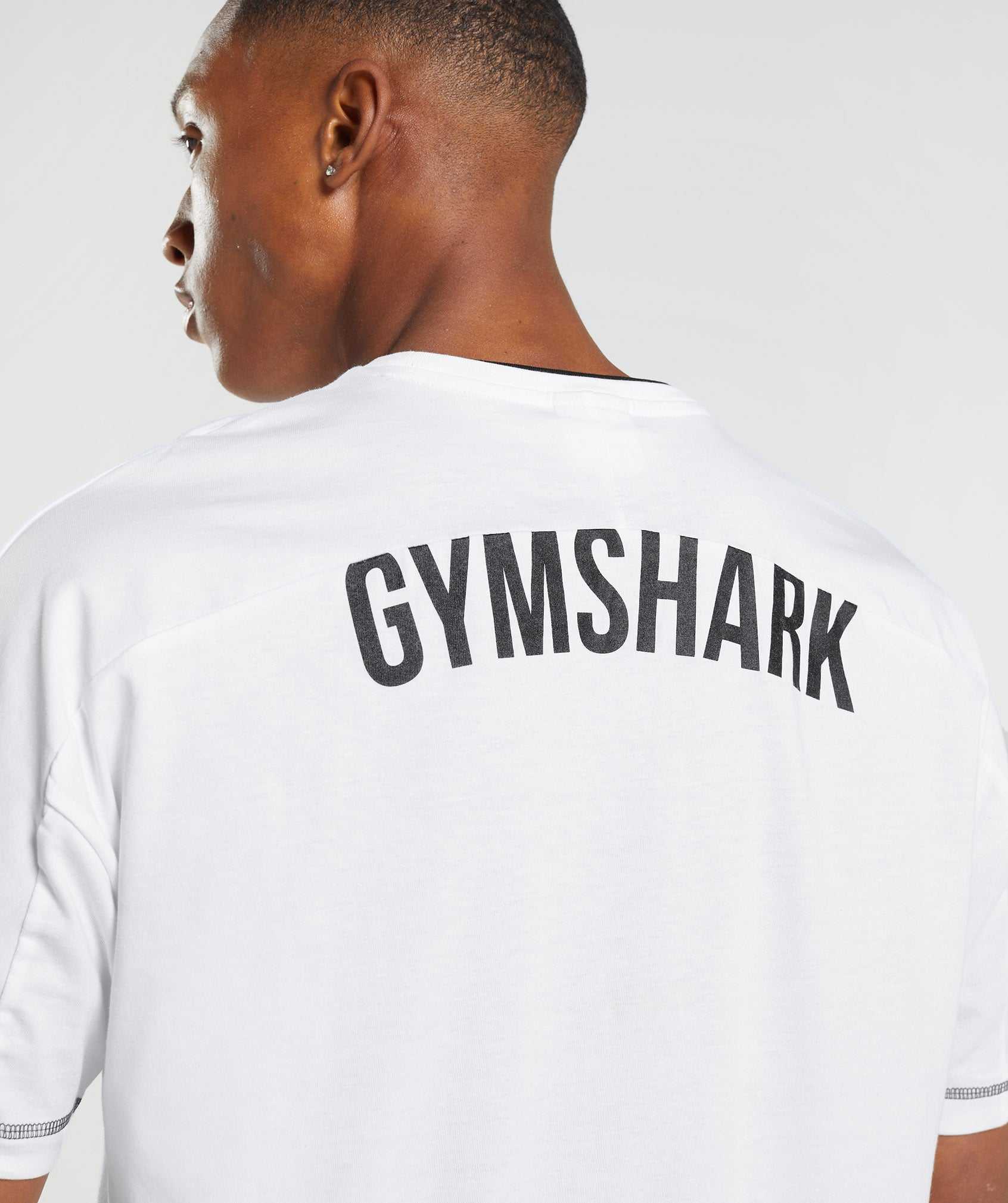 White / Black Gymshark Recess Men's T Shirts | POVQDR653