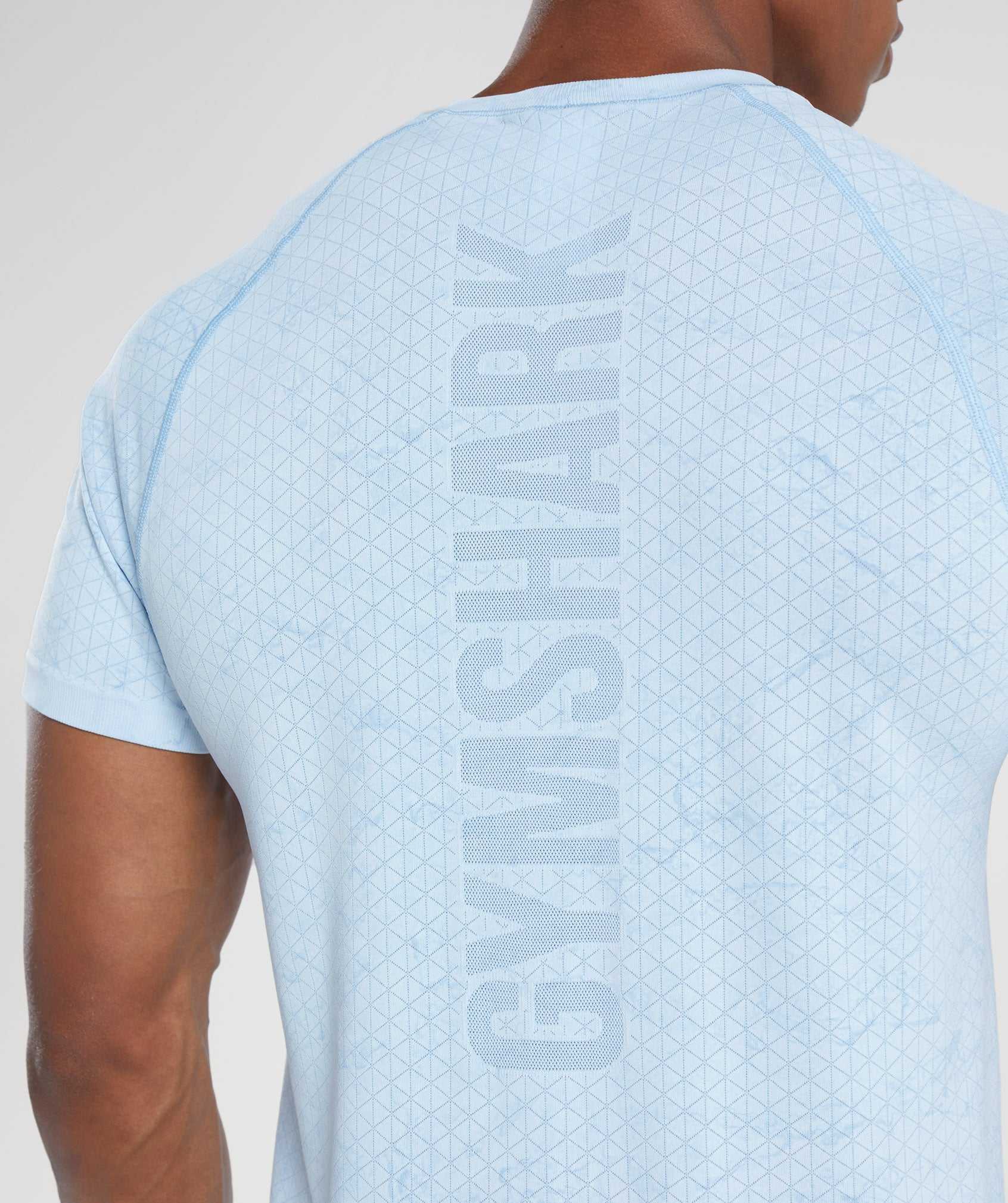 White / Blue Gymshark Geo Seamless Men's T Shirts | LWZFGD193