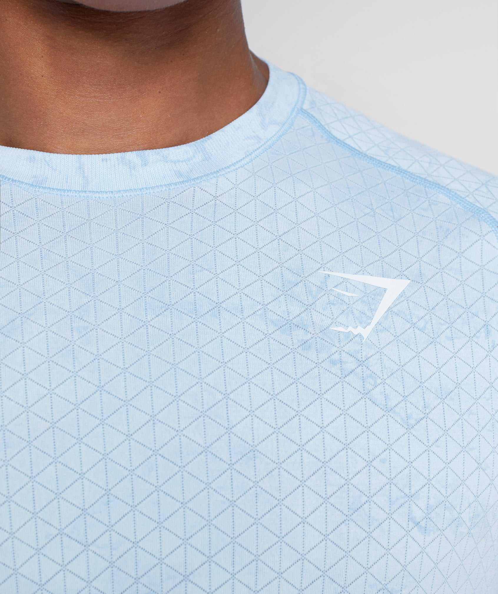 White / Blue Gymshark Geo Seamless Men's T Shirts | LWZFGD193