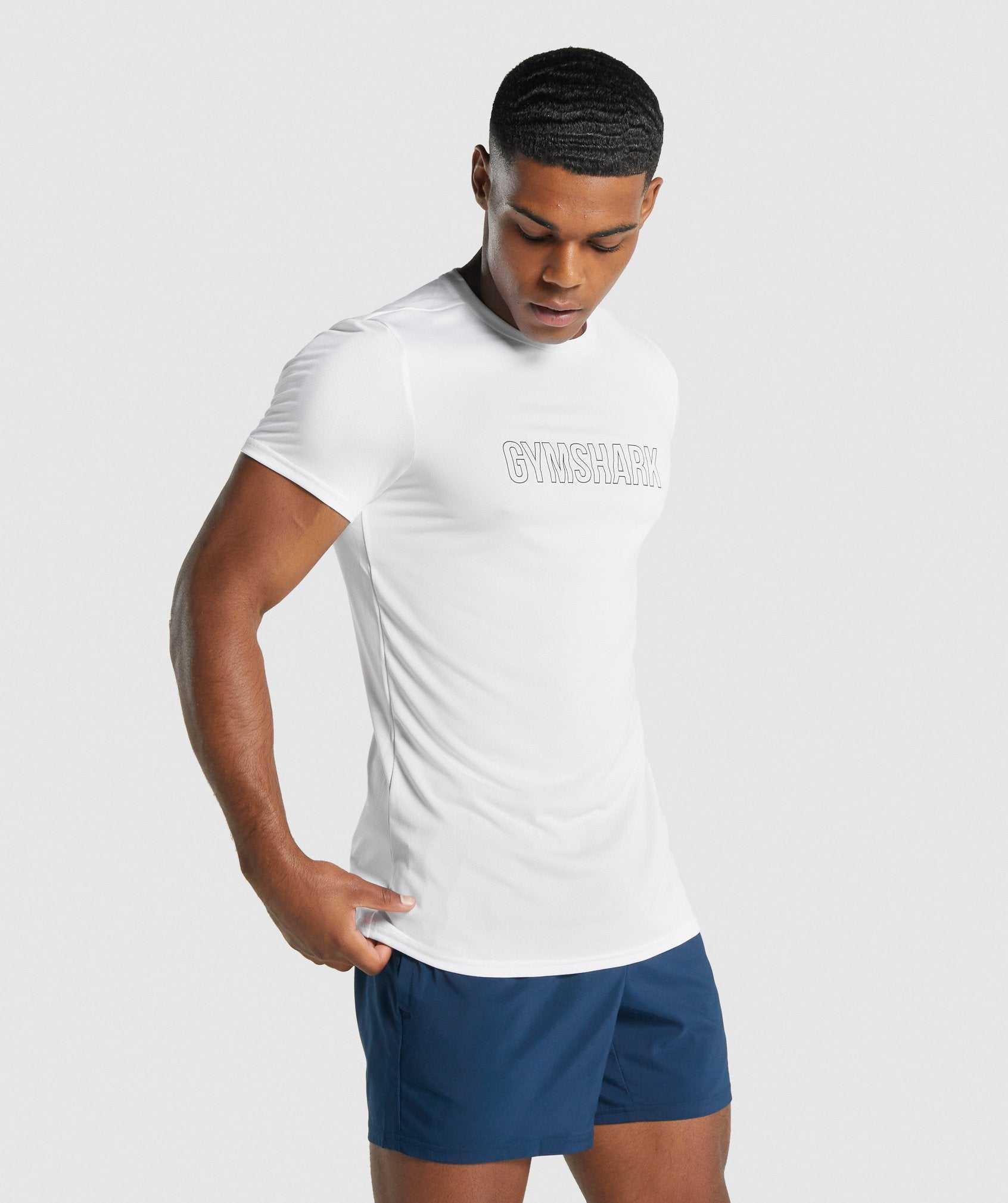 White Gymshark Arrival Graphic Men's T Shirts | DWCHYO623