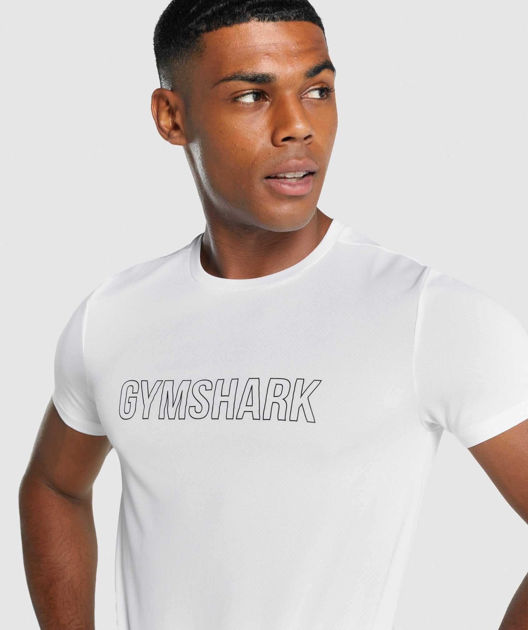 White Gymshark Arrival Graphic Men's T Shirts | DWCHYO623