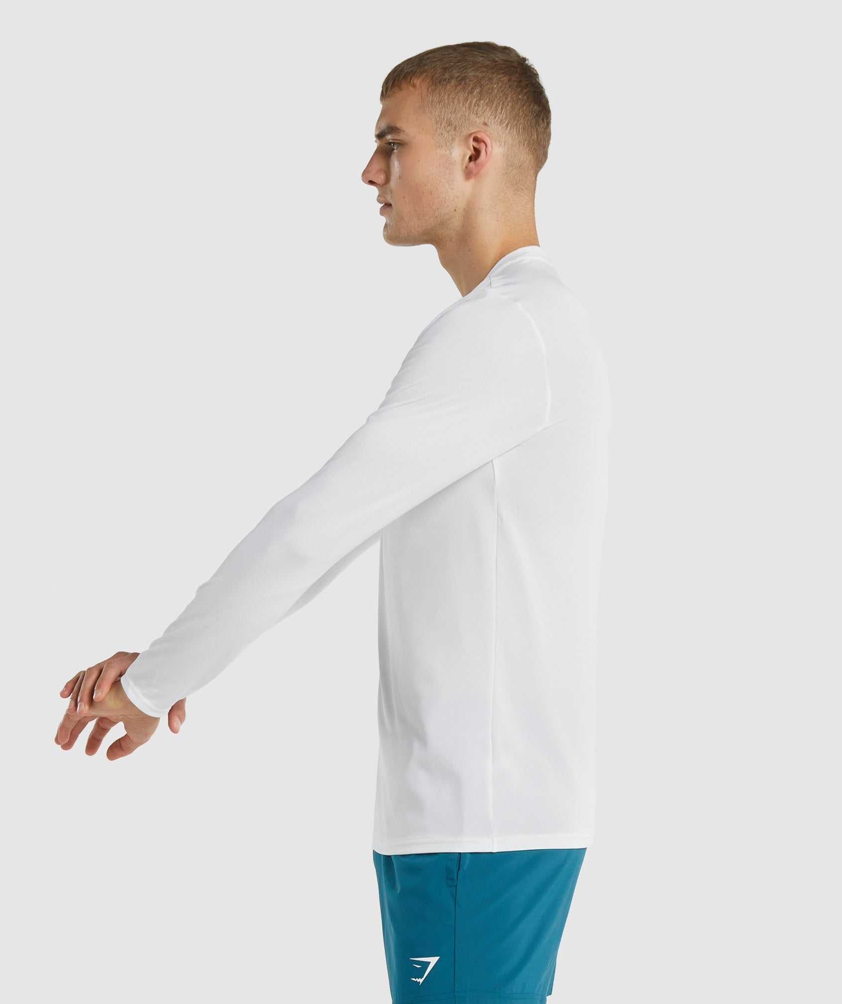 White Gymshark Arrival Long Sleeve Men's T Shirts | RBZLKQ861