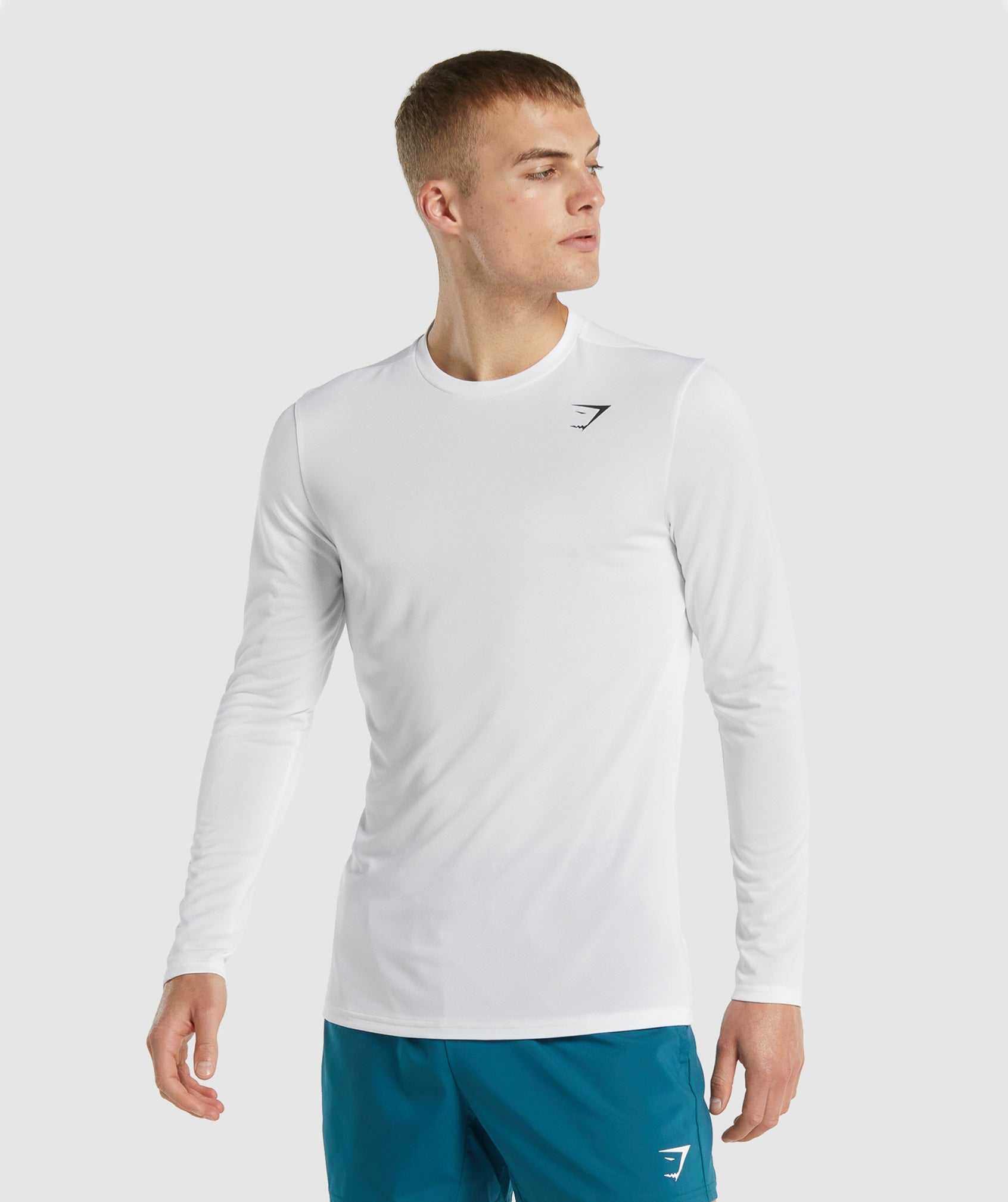 White Gymshark Arrival Long Sleeve Men\'s T Shirts | RBZLKQ861