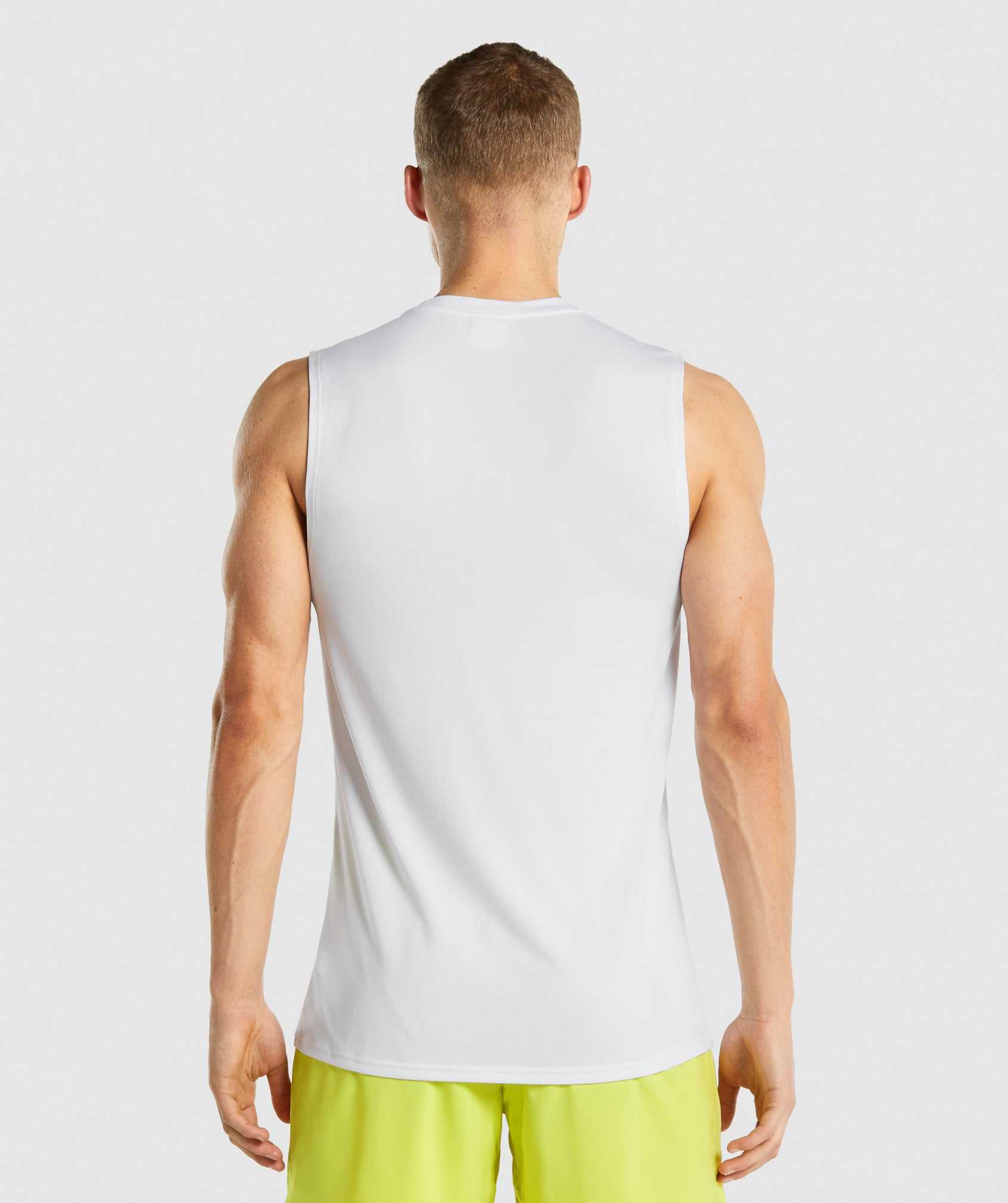 White Gymshark Arrival Sleeveless Men's Tanks | NIQFRW875