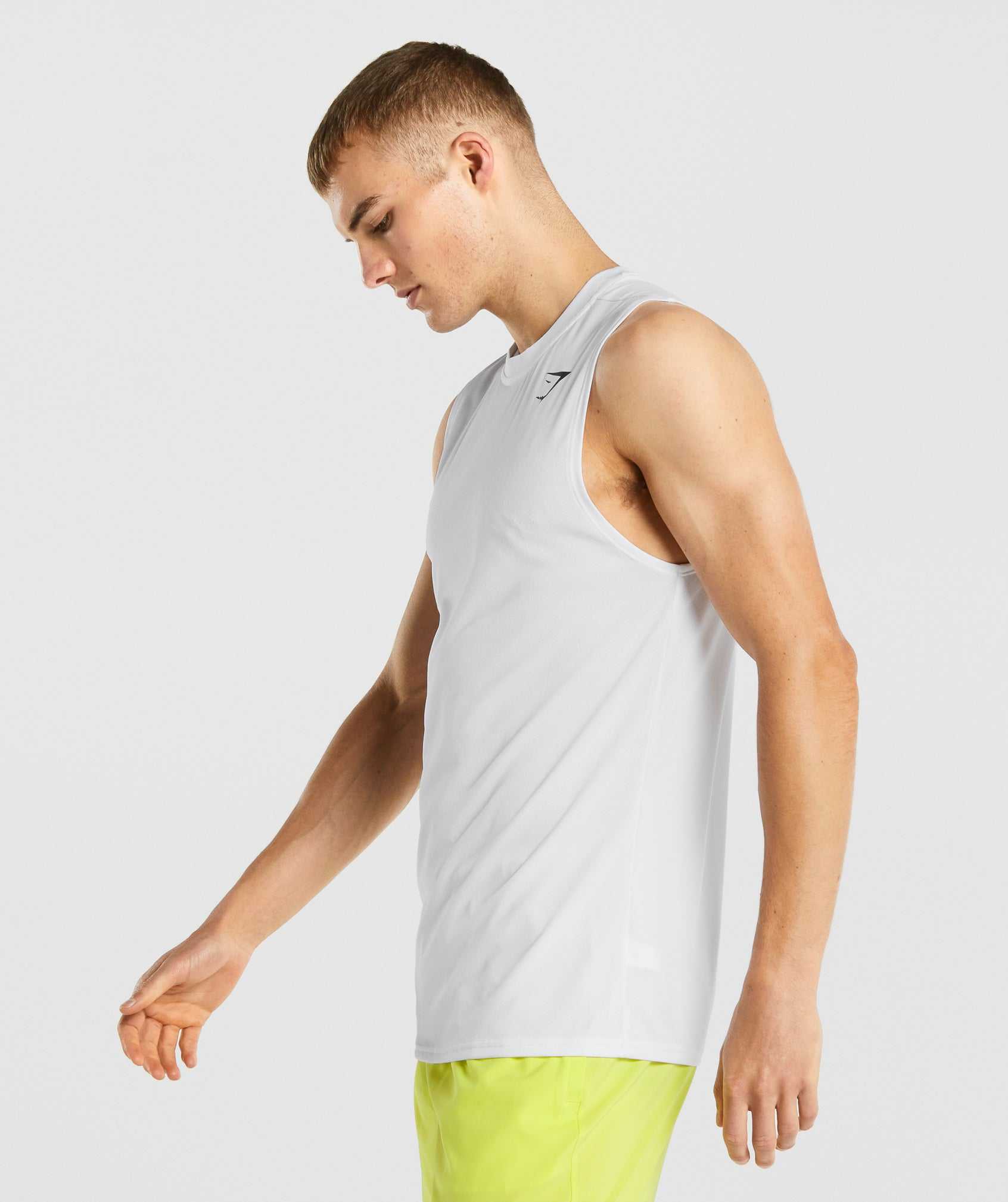 White Gymshark Arrival Sleeveless Men's Tanks | NIQFRW875