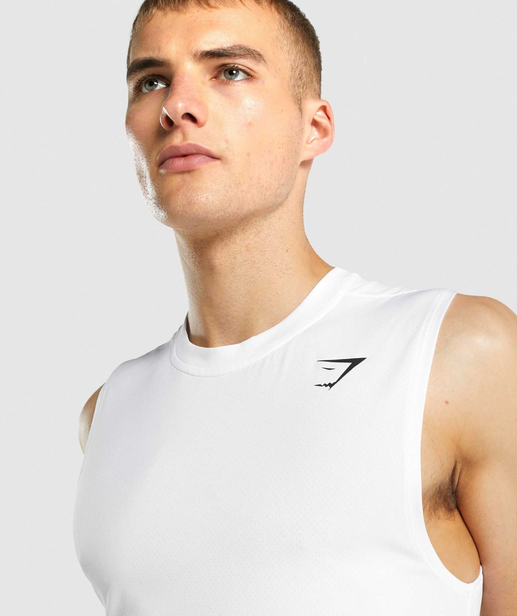 White Gymshark Arrival Sleeveless Men's Tanks | NIQFRW875