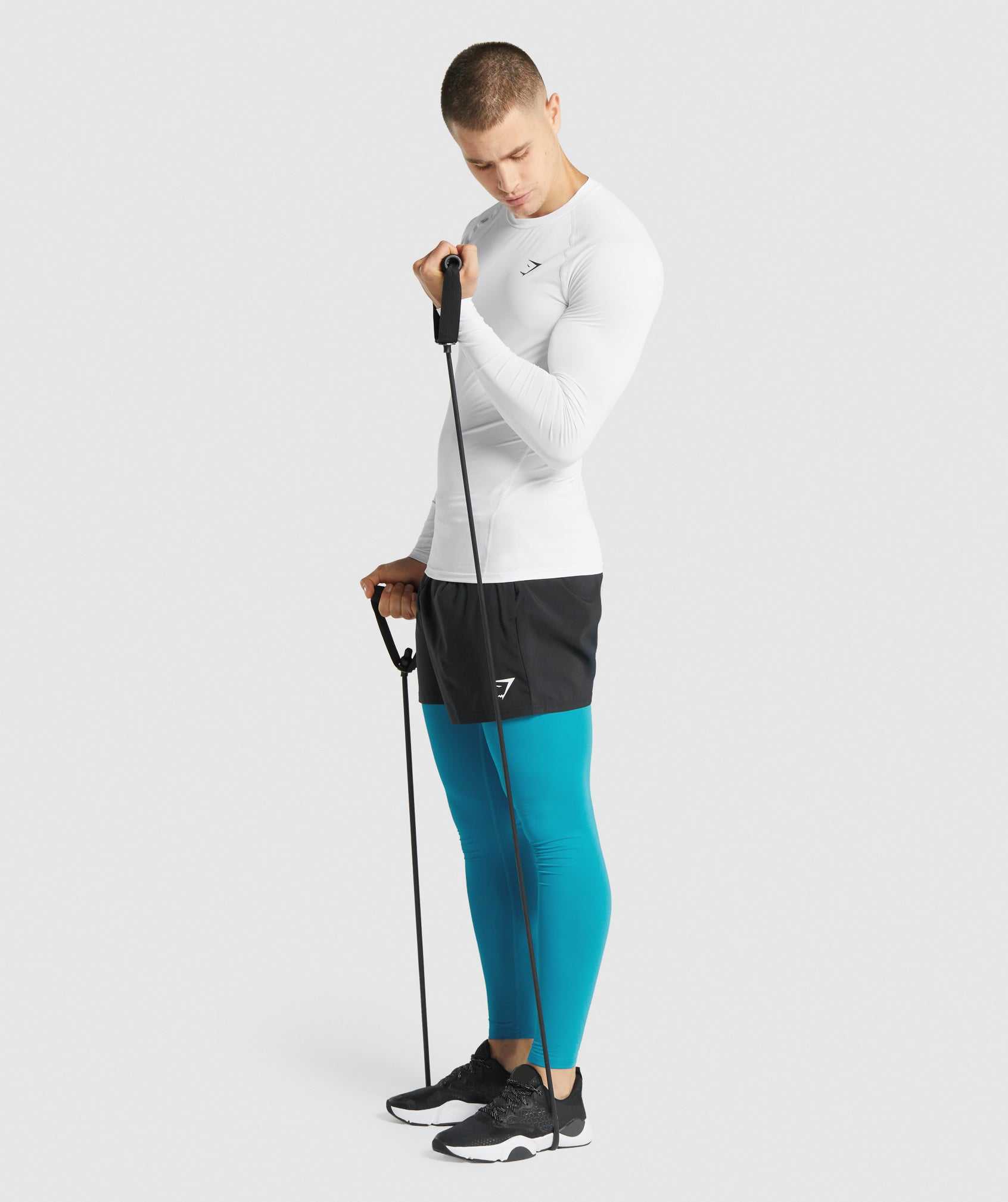 White Gymshark Element Baselayer Long Sleeve Men's Shorts | EJASGW231