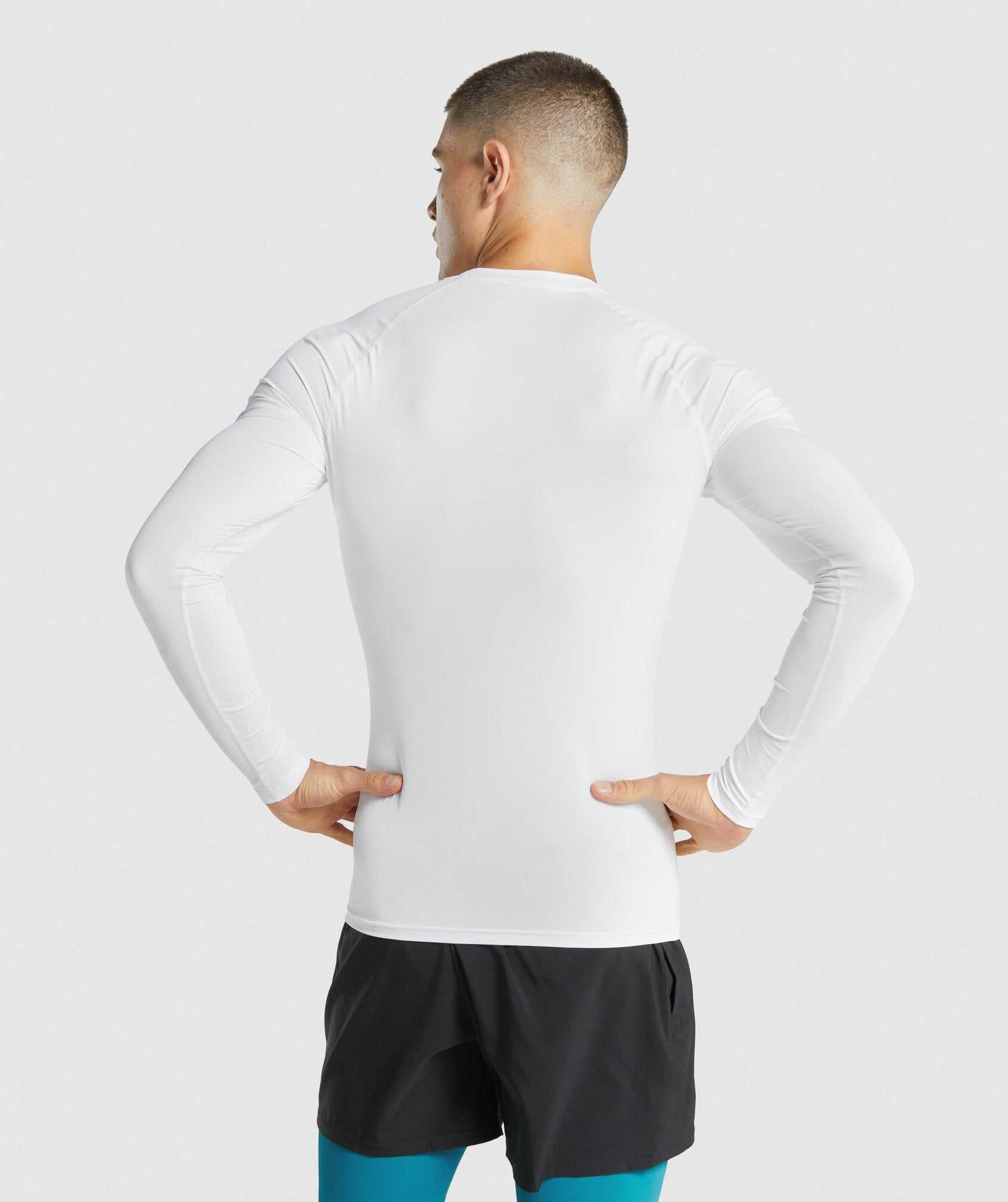 White Gymshark Element Baselayer Long Sleeve Men's T Shirts | WQVCXK750