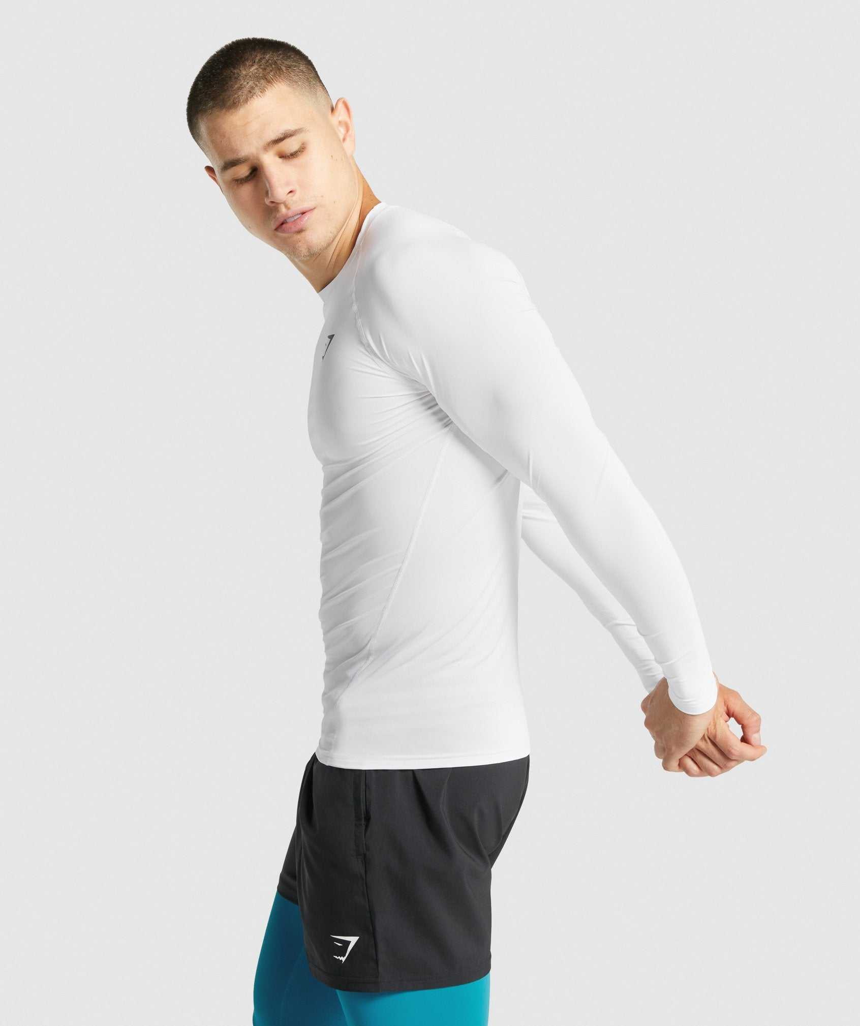 White Gymshark Element Baselayer Long Sleeve Men's T Shirts | WQVCXK750