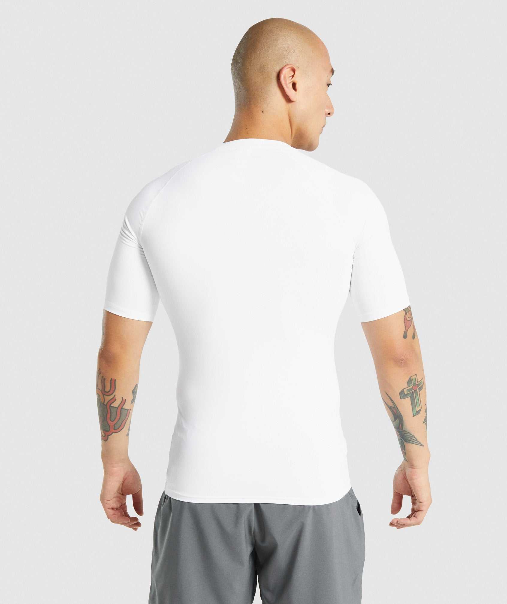 White Gymshark Element Baselayer Men's T Shirts | ECGSQL561